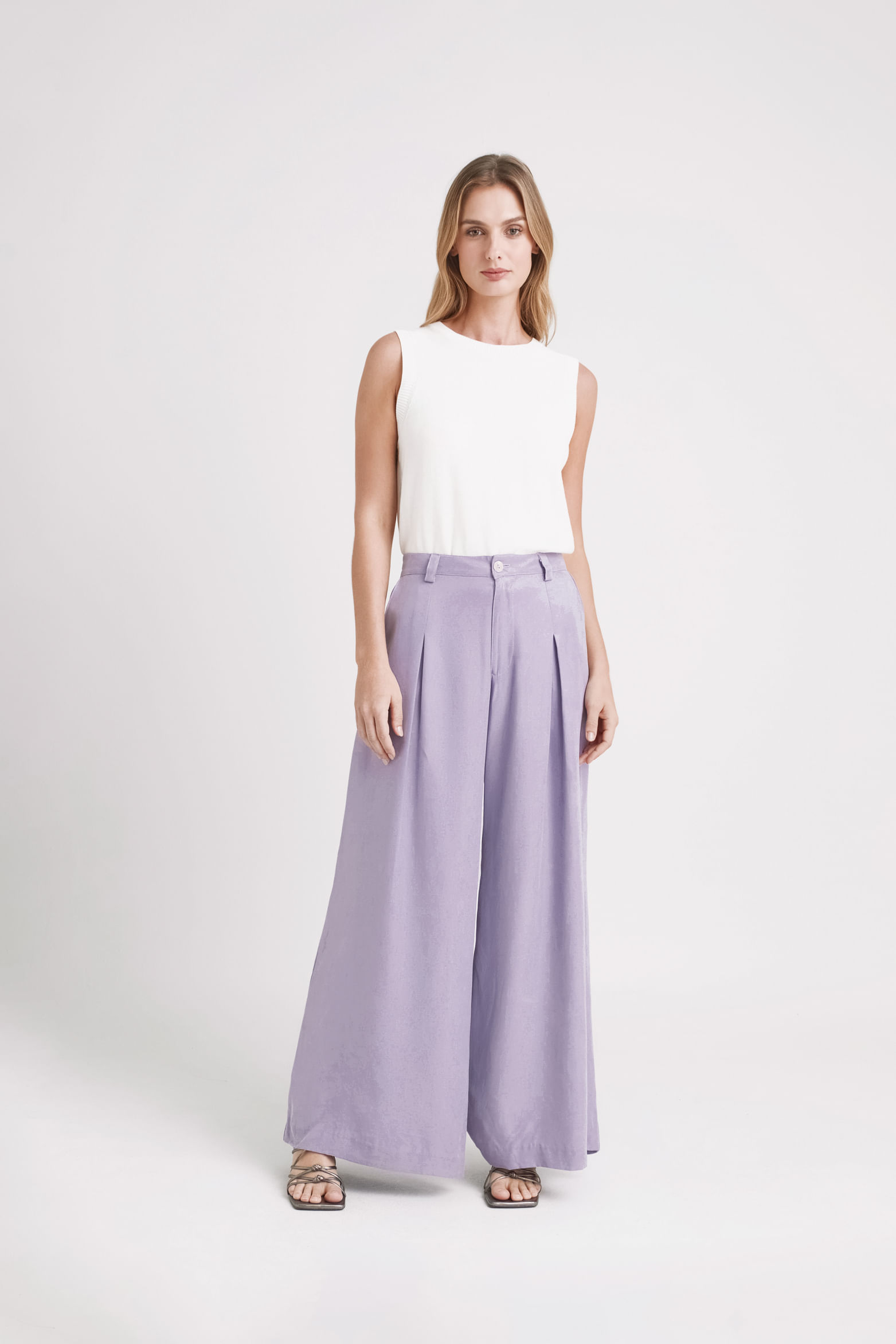 Pantalón palazzo caltha para mujer fit holgado