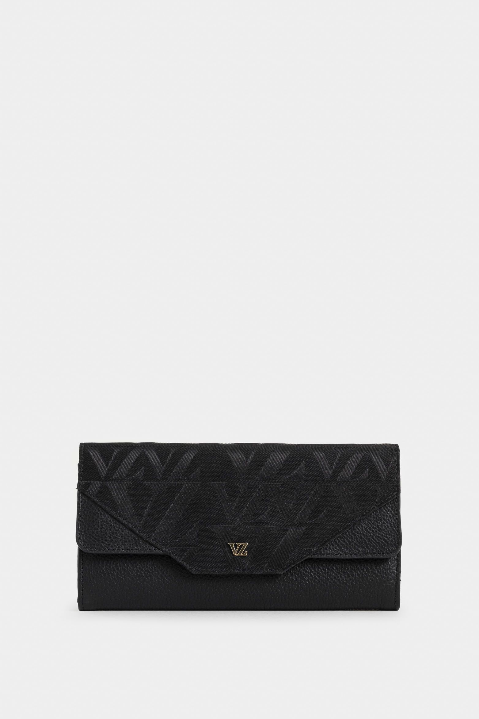 Billetera porta chequera damasco de cuero y lona para mujer monogram