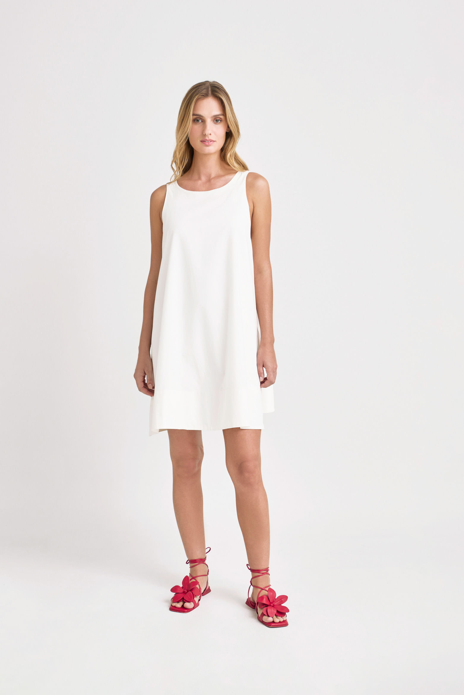 Vestido mini orquídea en tejido plano para mujer fit holgado