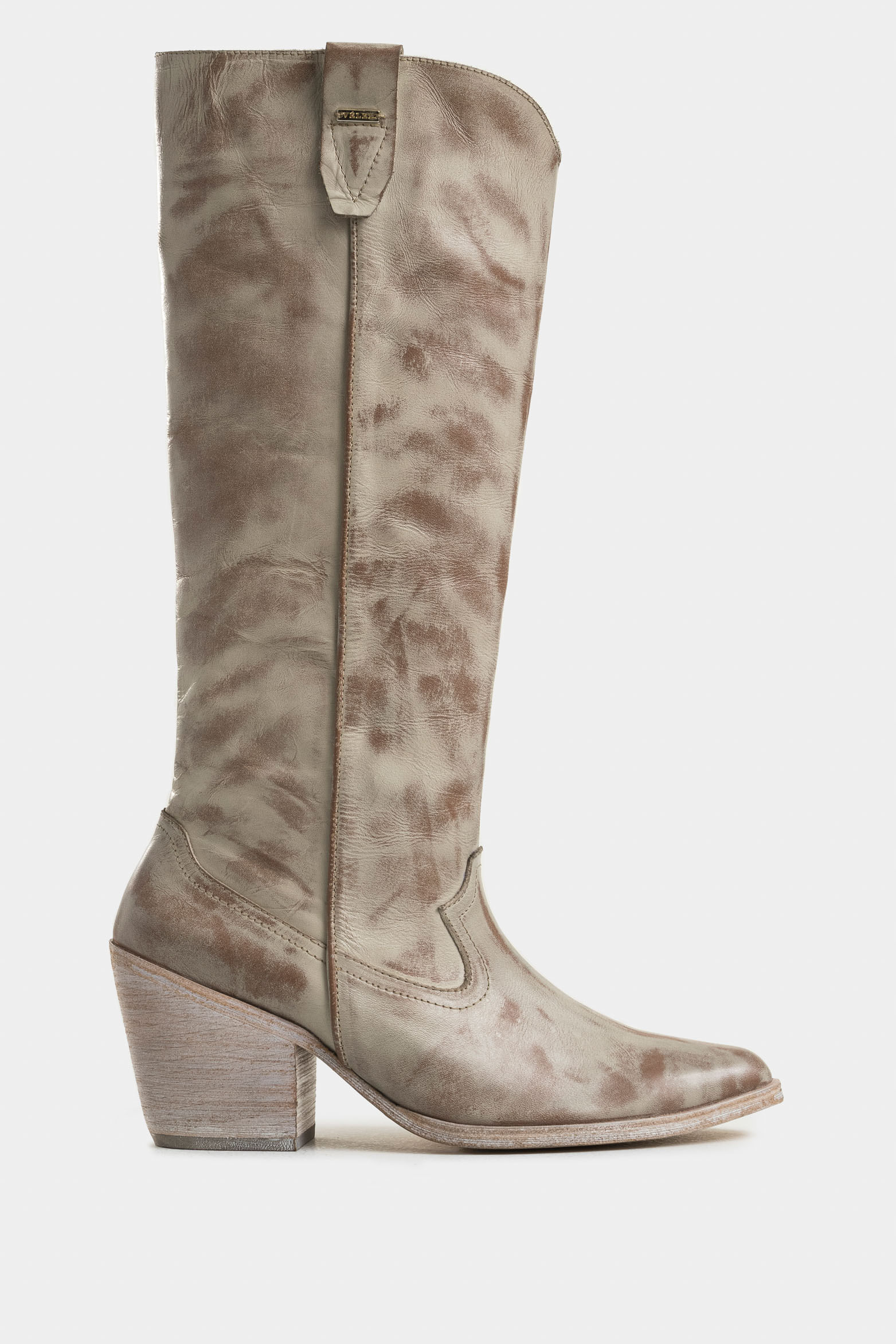 Bota caña alta orquídea de cuero para mujer acabado rústico