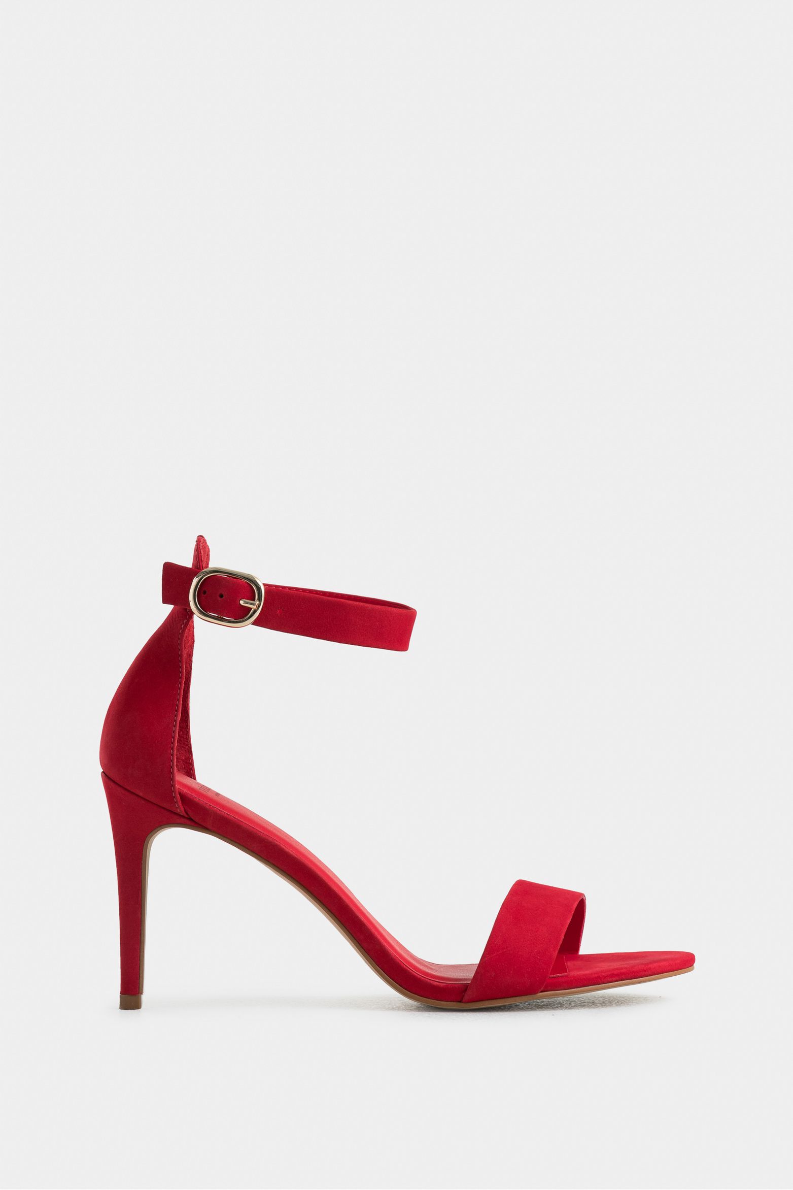 Sandalia tacón clavel de cuero para mujer ajuste al tobillo