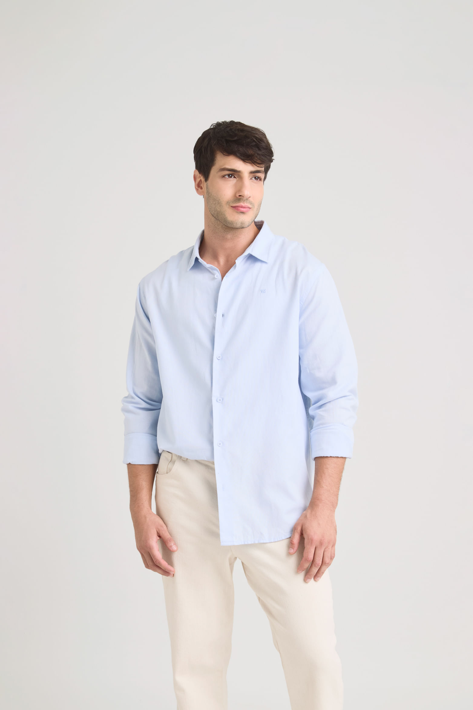 Camisa oxford manga larga calagua para hombre semifitted