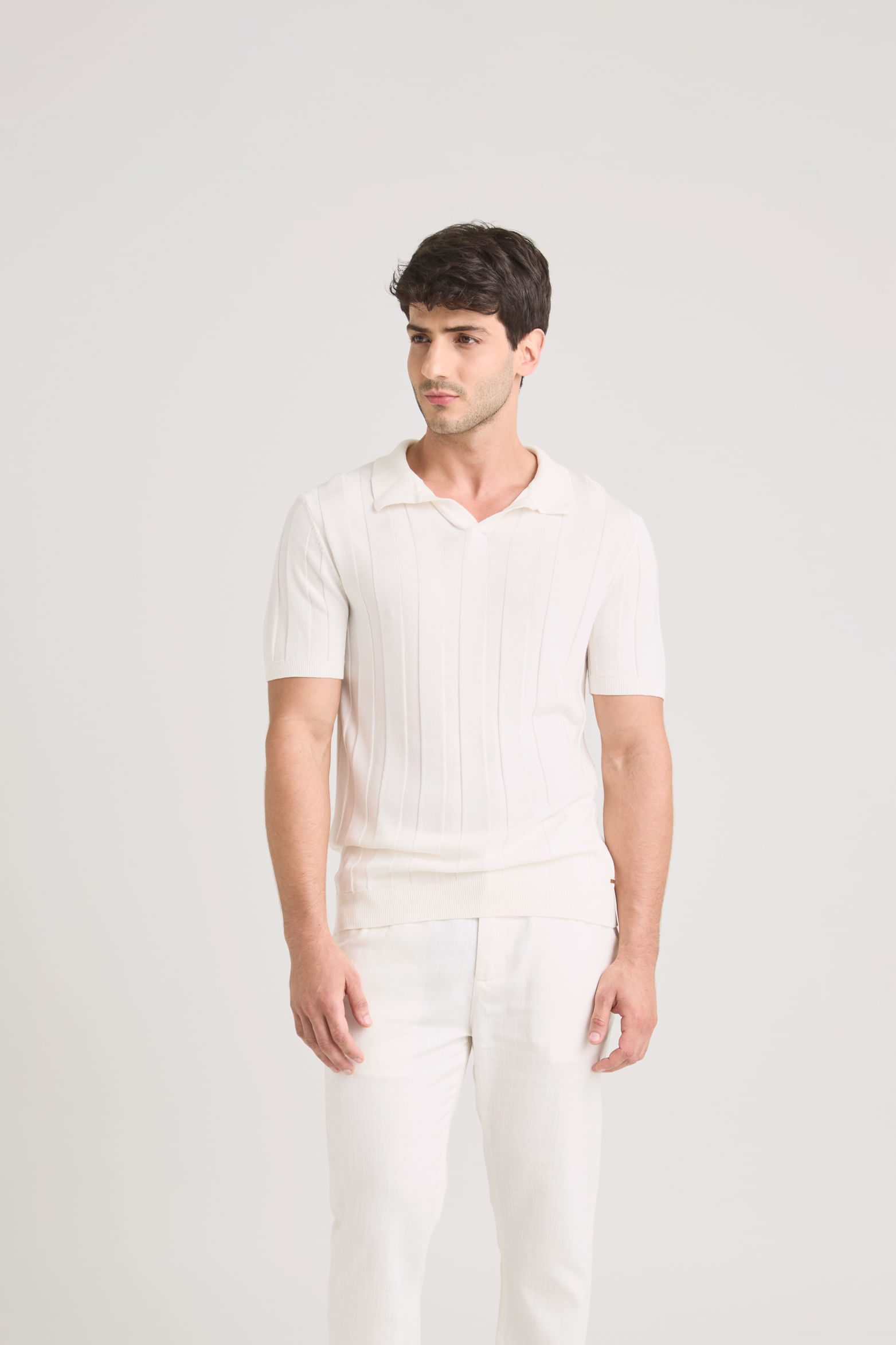Polo tejida manga corta para hombre franjas