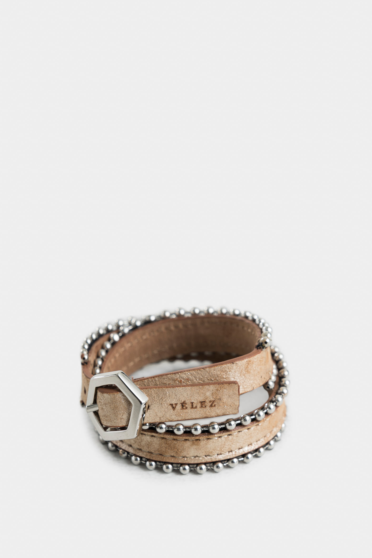 Manilla alba de cuero para mujer doble vuelta