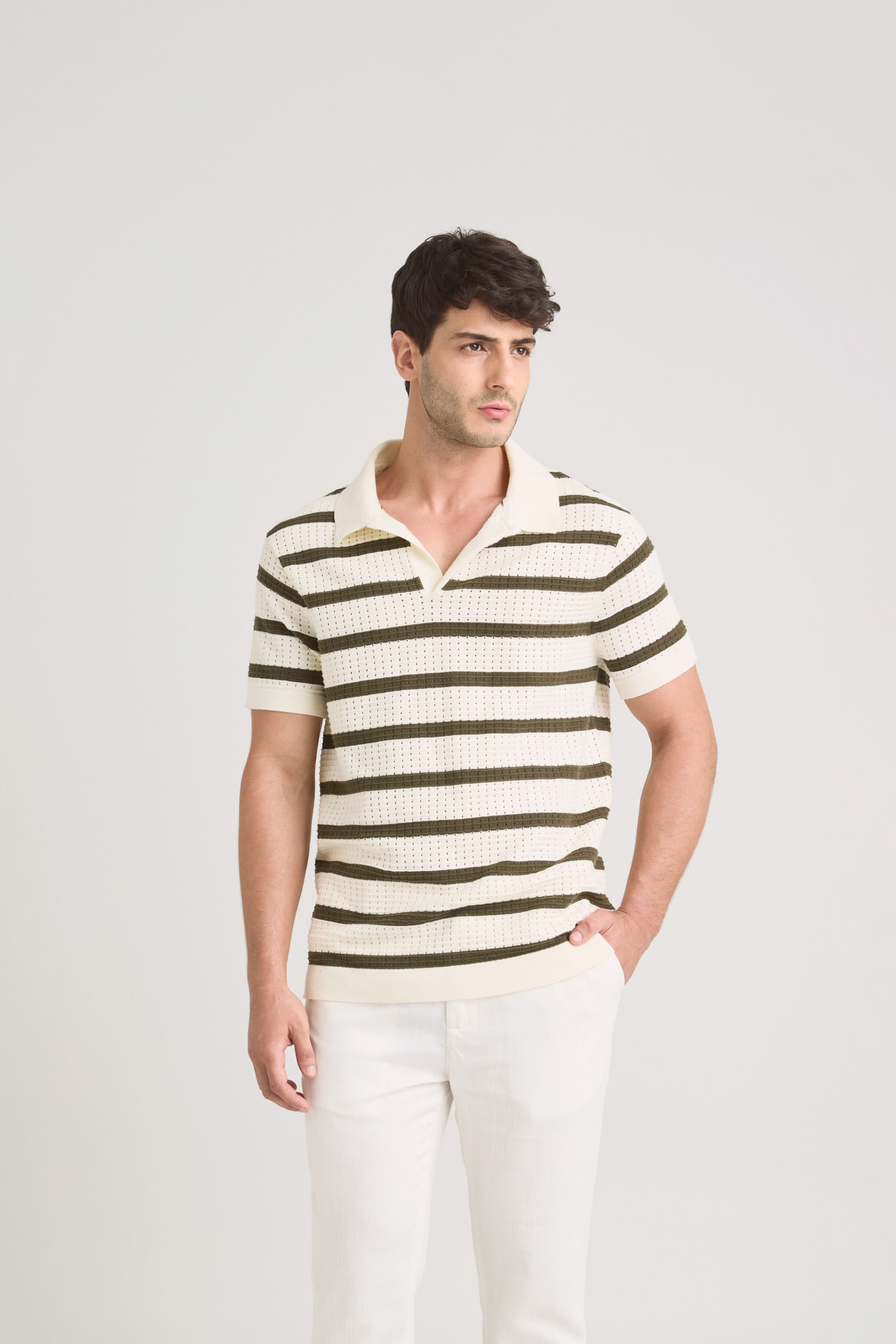 Polo aurora manga corta para hombre textura