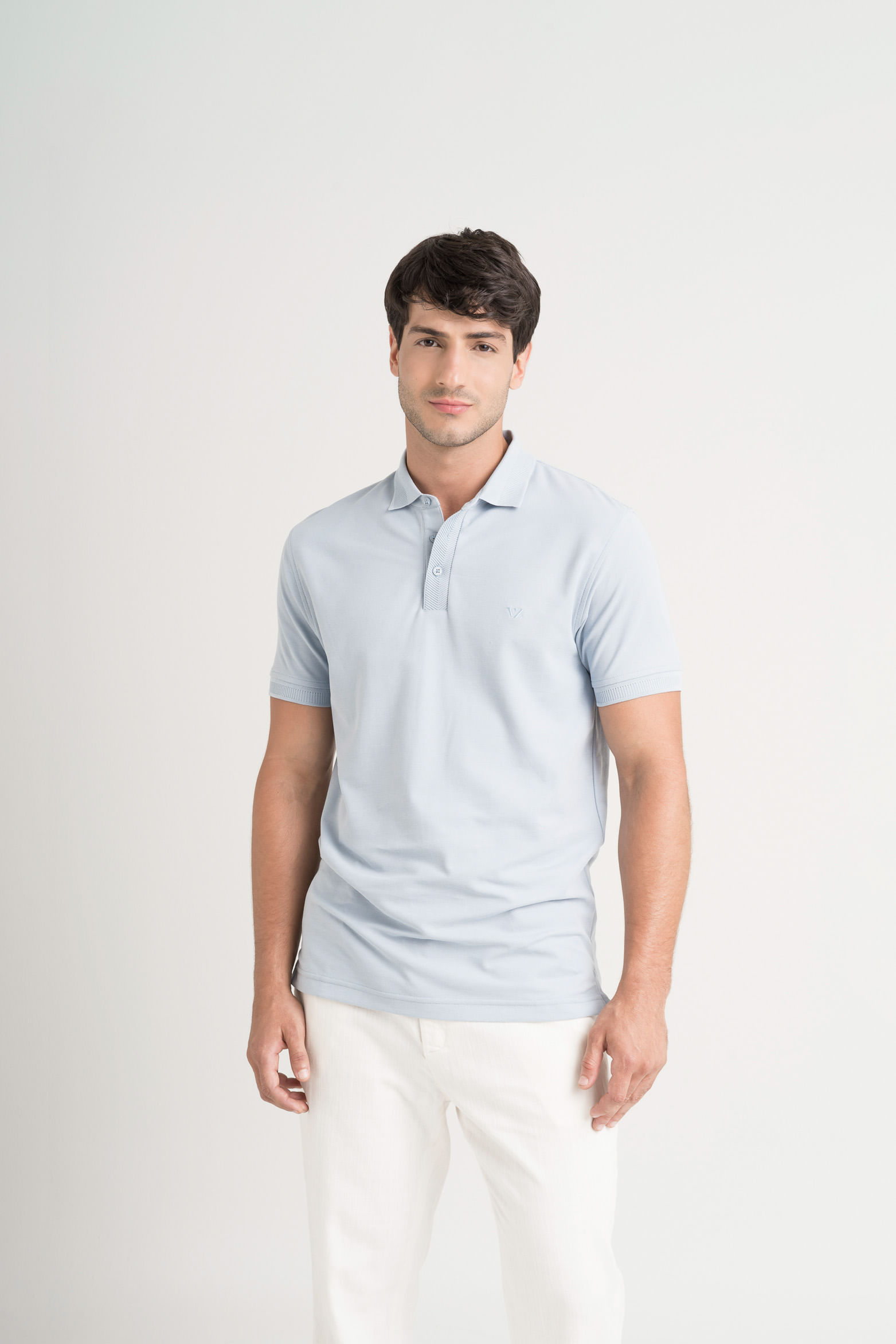 Polo básica F&R 2 de algodón para hombre silueta semi fitted