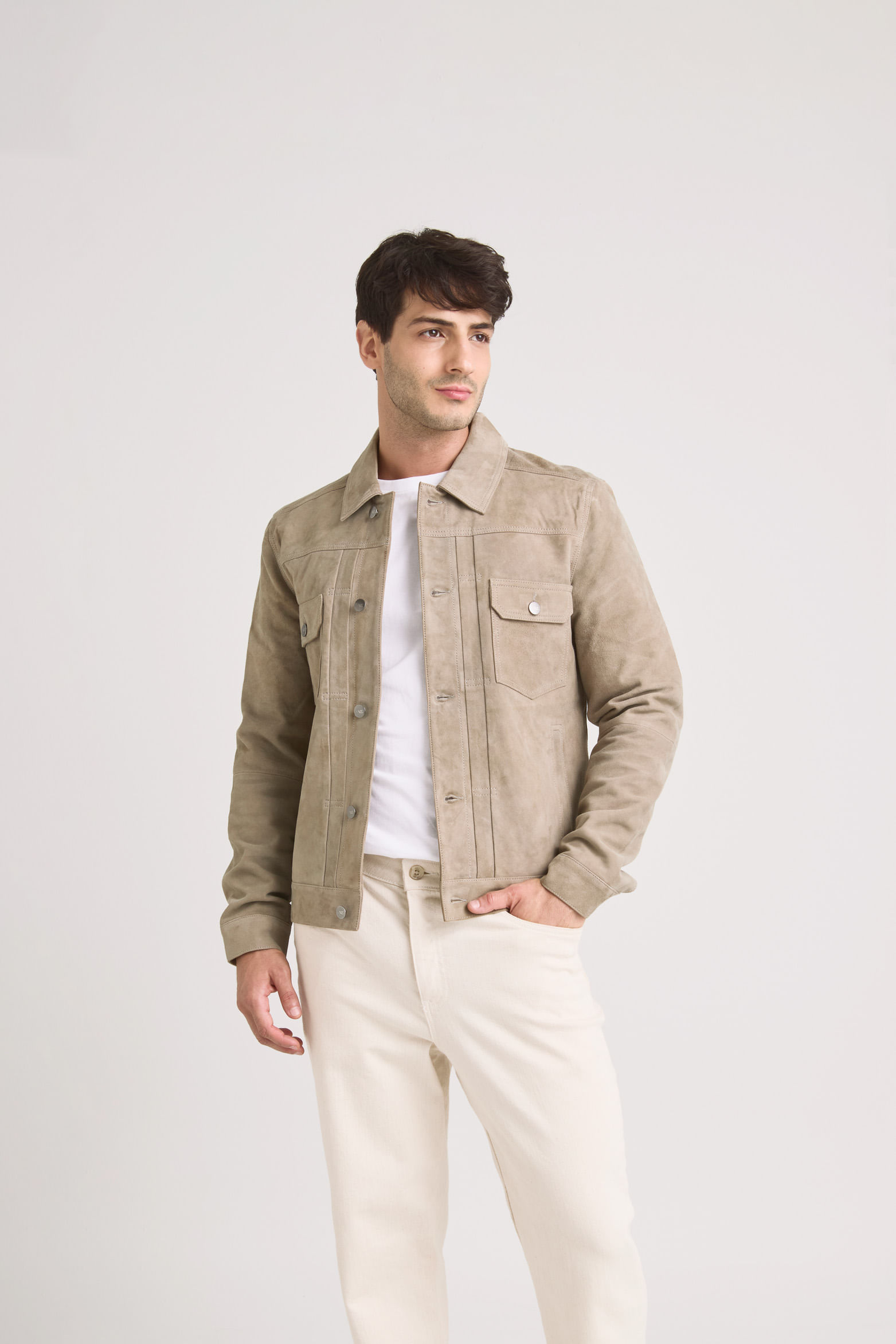Chaqueta zambeze de gamuza para hombre cuello camisero