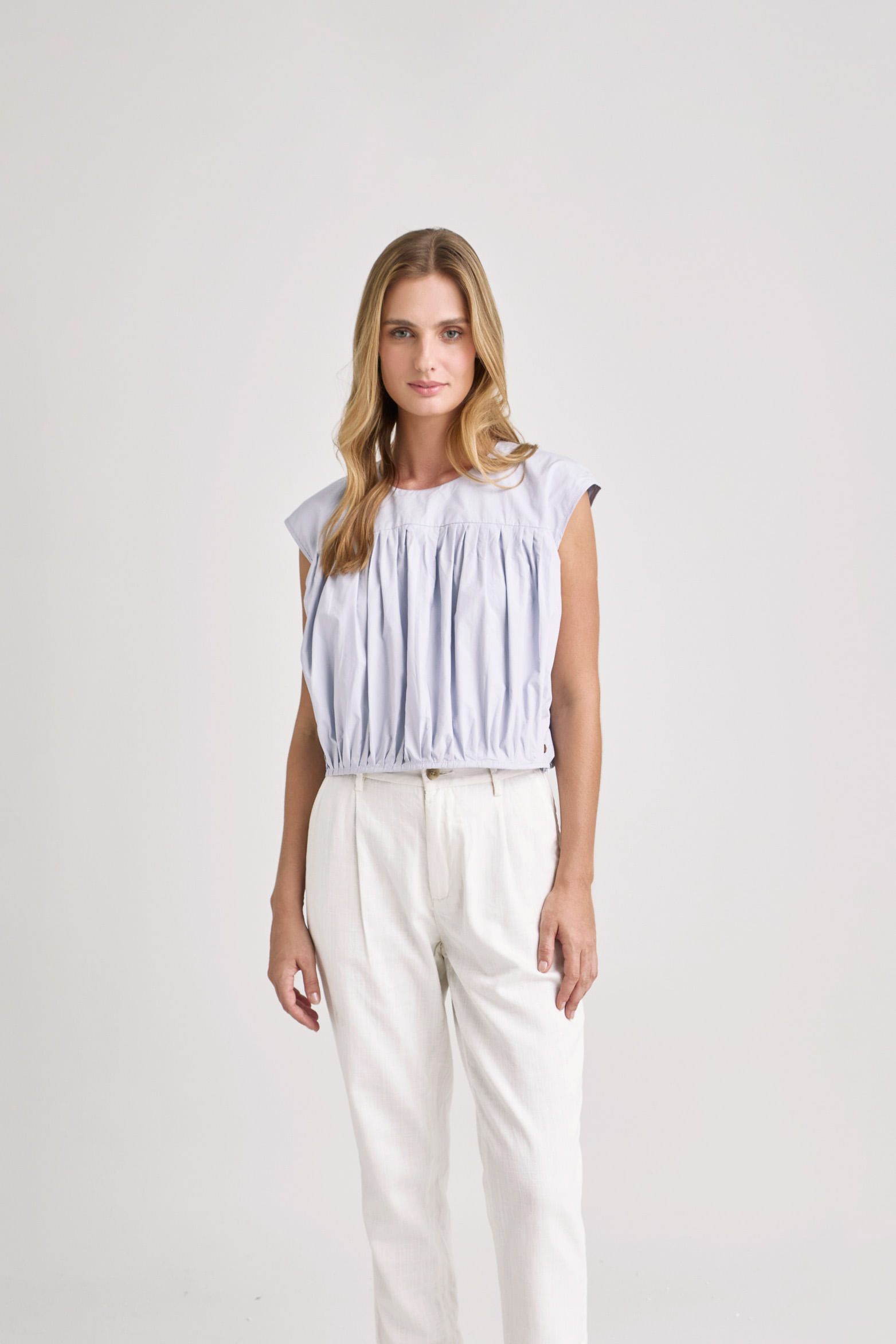 Camisa clavel en tejido plano para mujer largo cropped