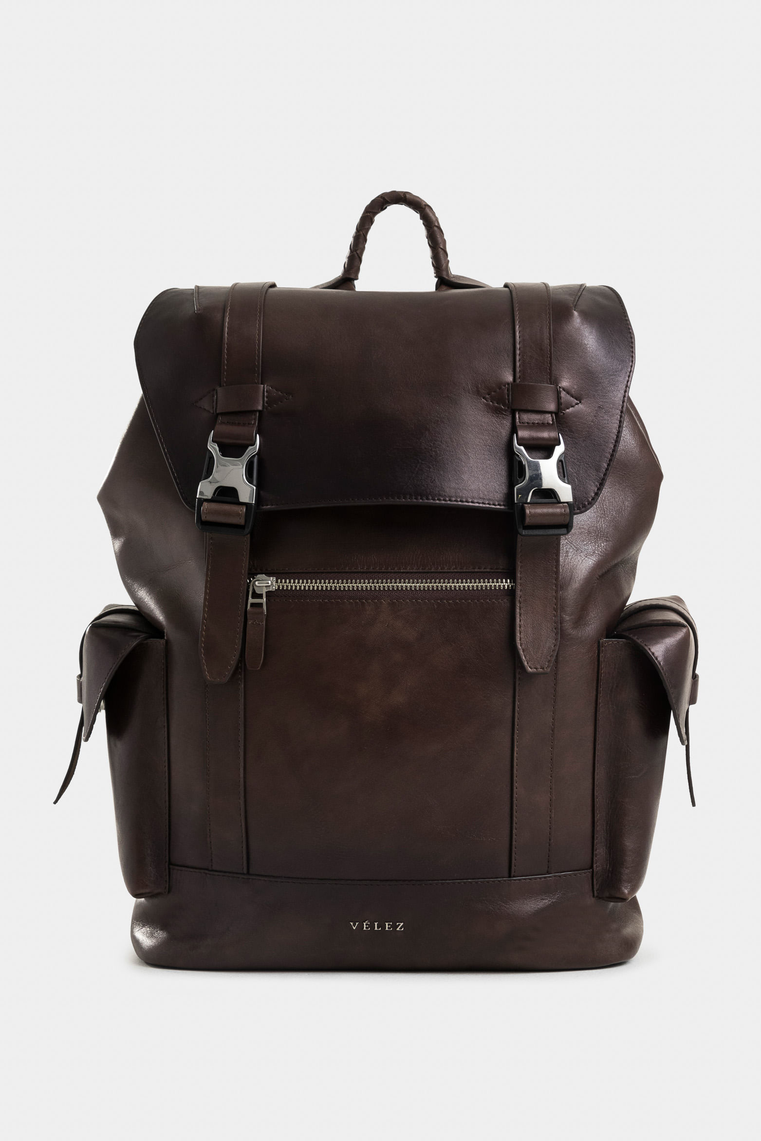 Morral ontario de cuero para hombre detalle trenzado