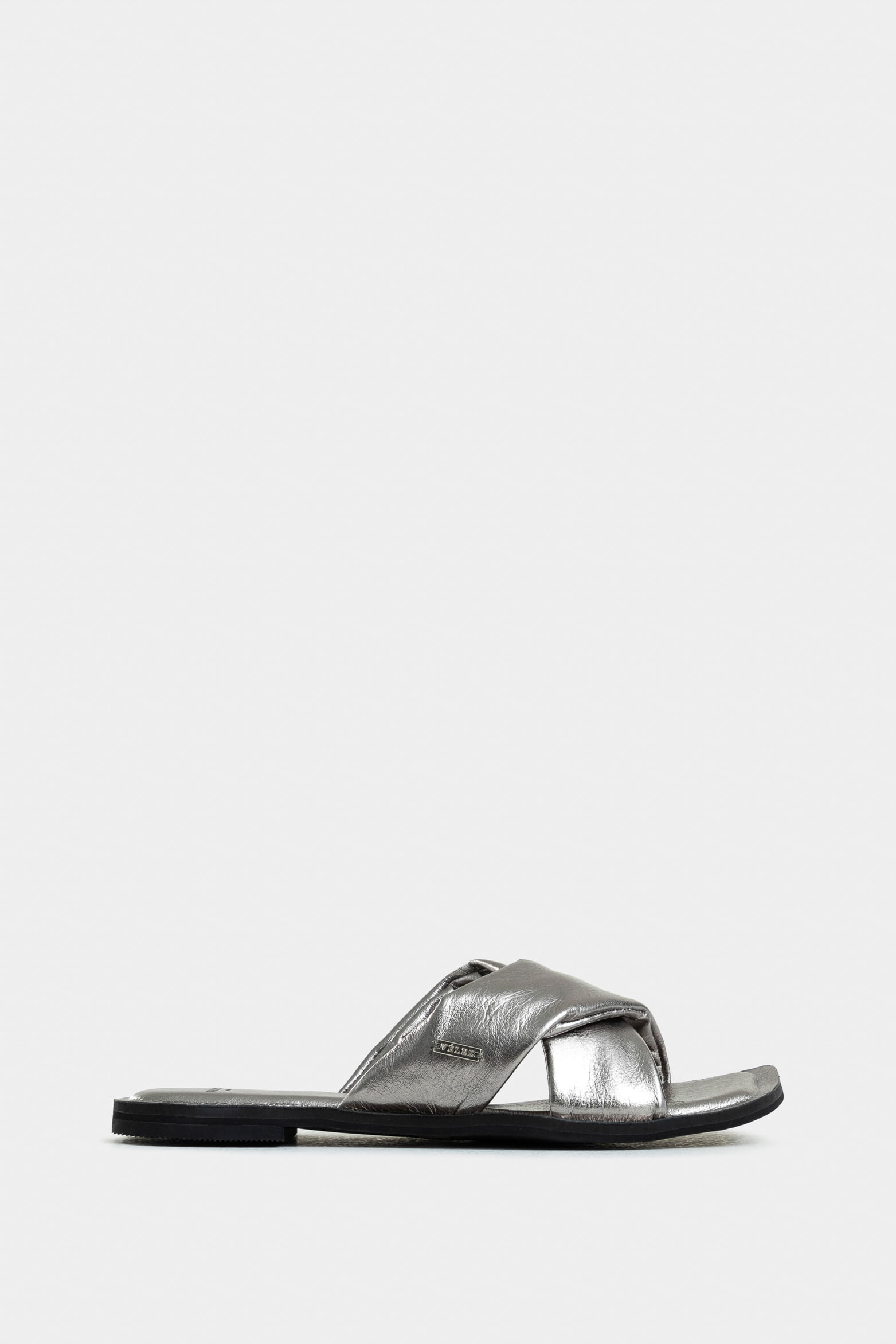 Sandalia plana crisantemo de cuero para mujer dima cuadrada