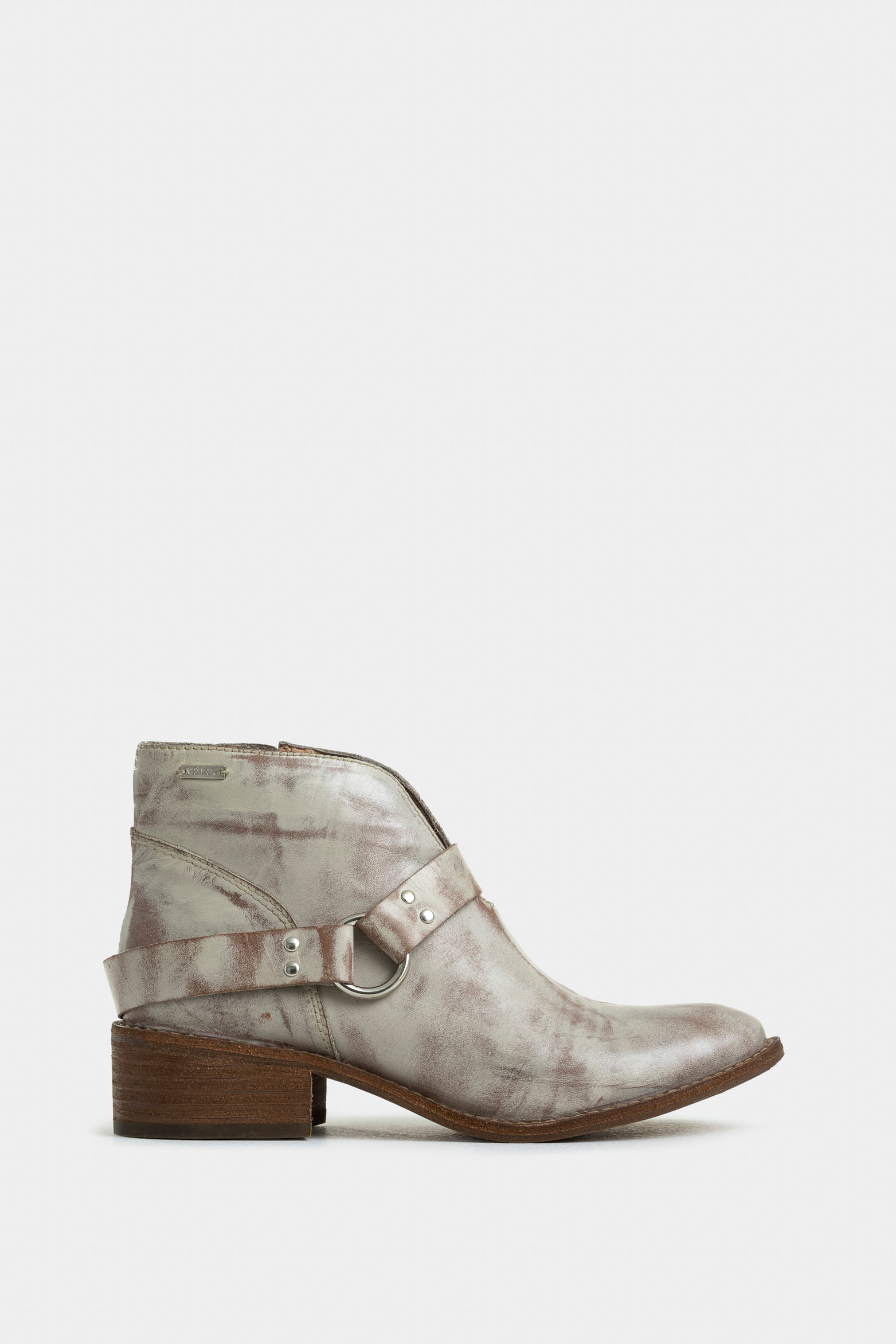 Botines texanos azúcar de cuero brush off para mujer detalle estribo