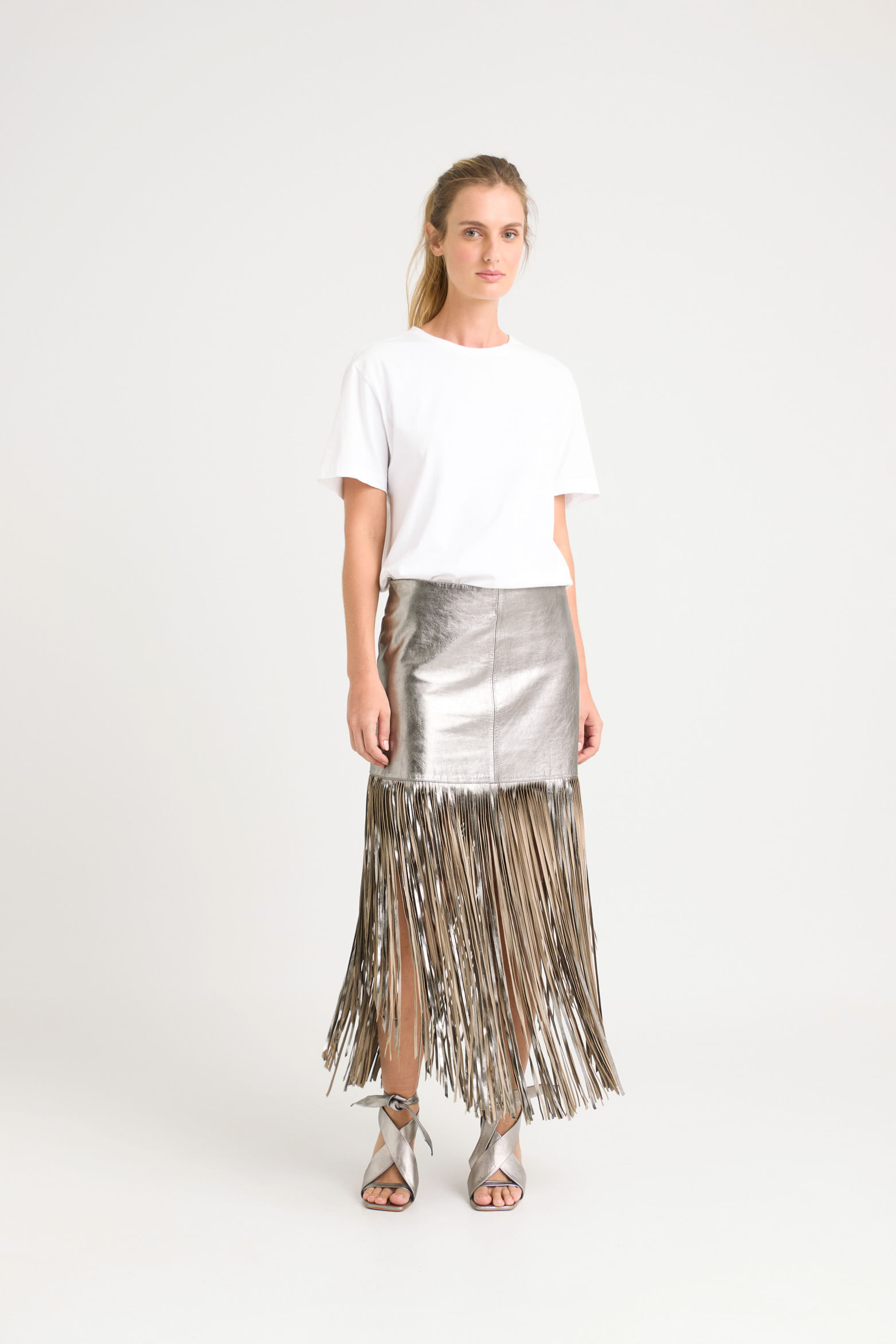 Falda vice foil de cuero folia para mujer flecos