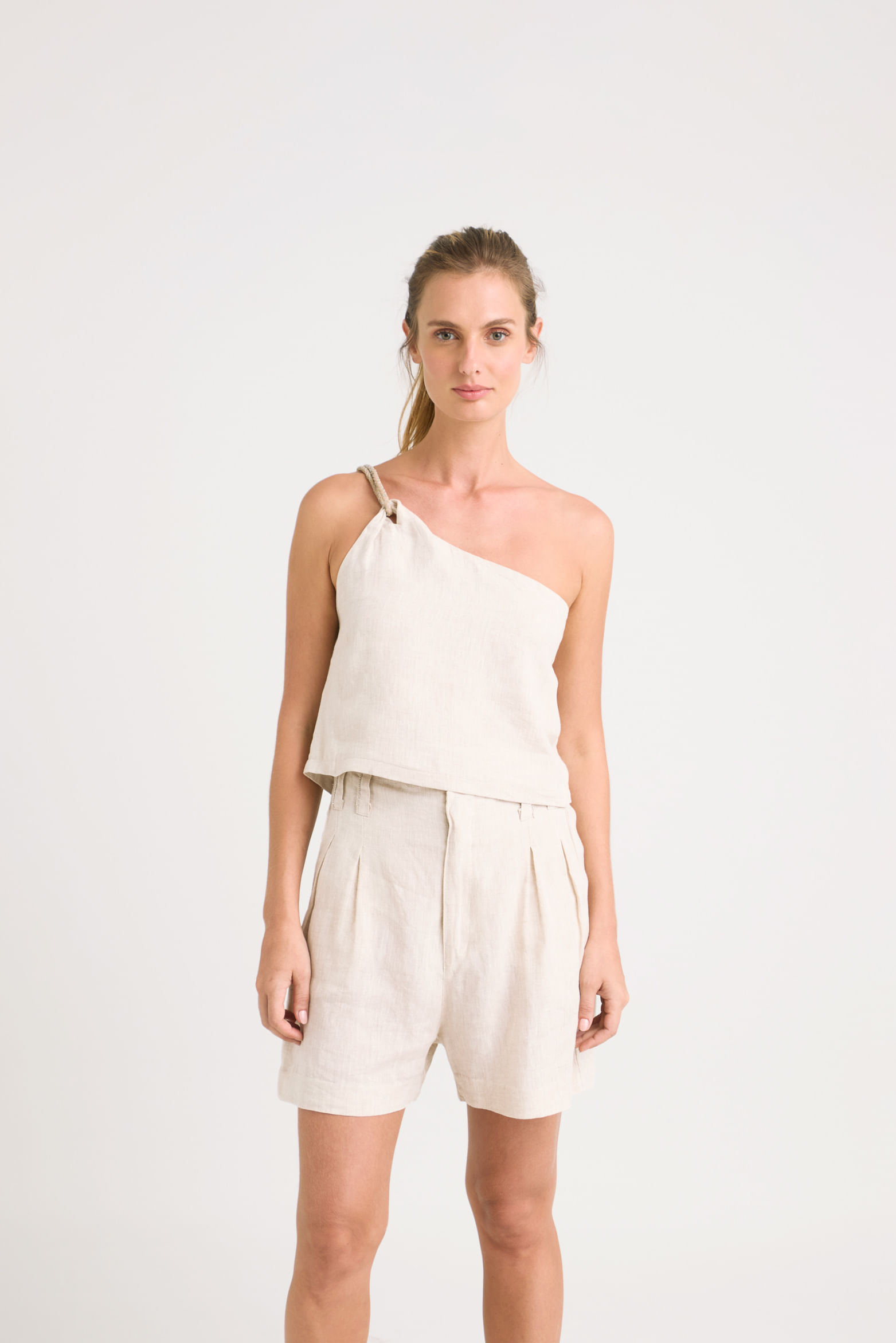 Camisa luze en tejido plano para mujer silueta crop top