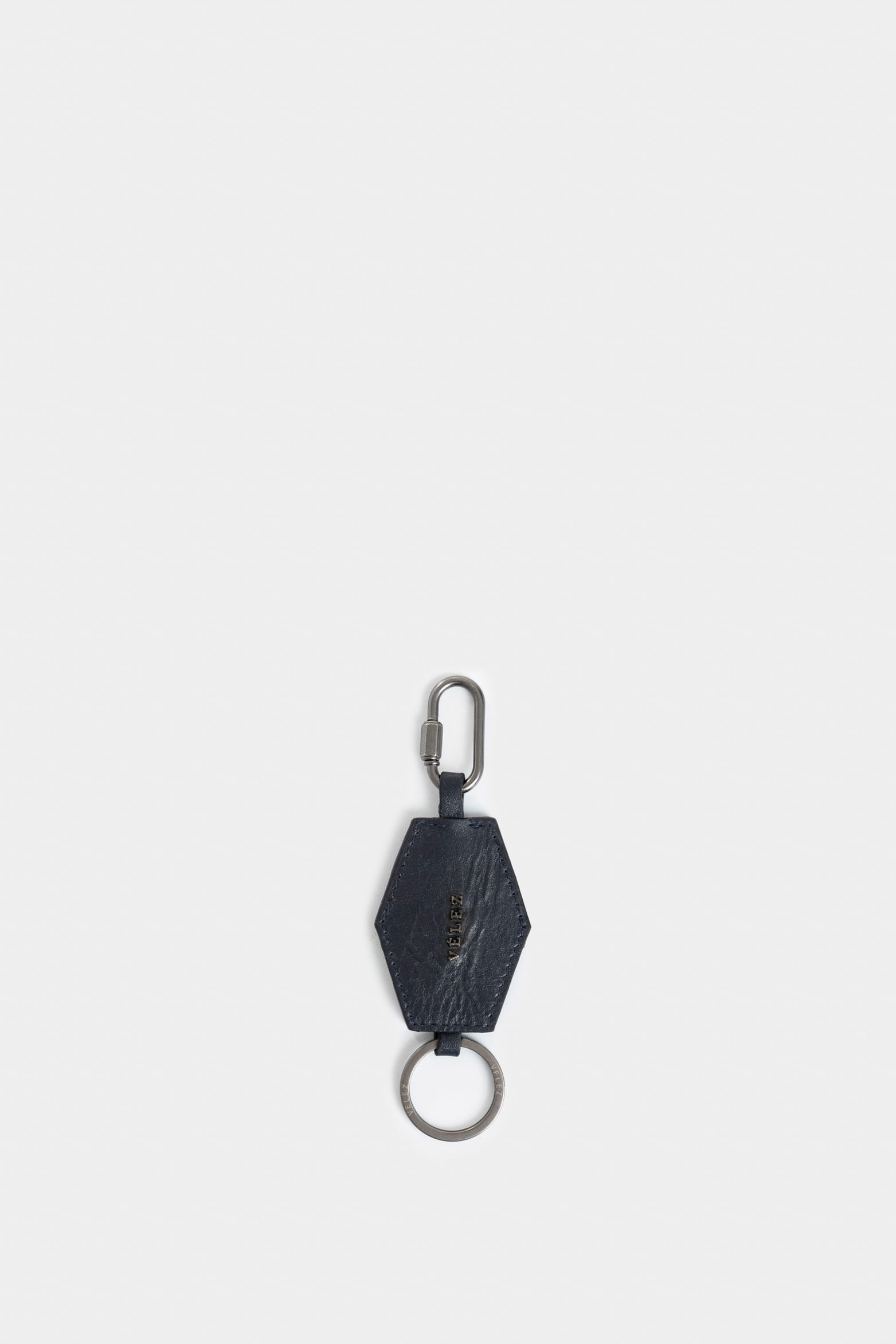 Llavero luster de cuero para hombre argolla y mosquetón