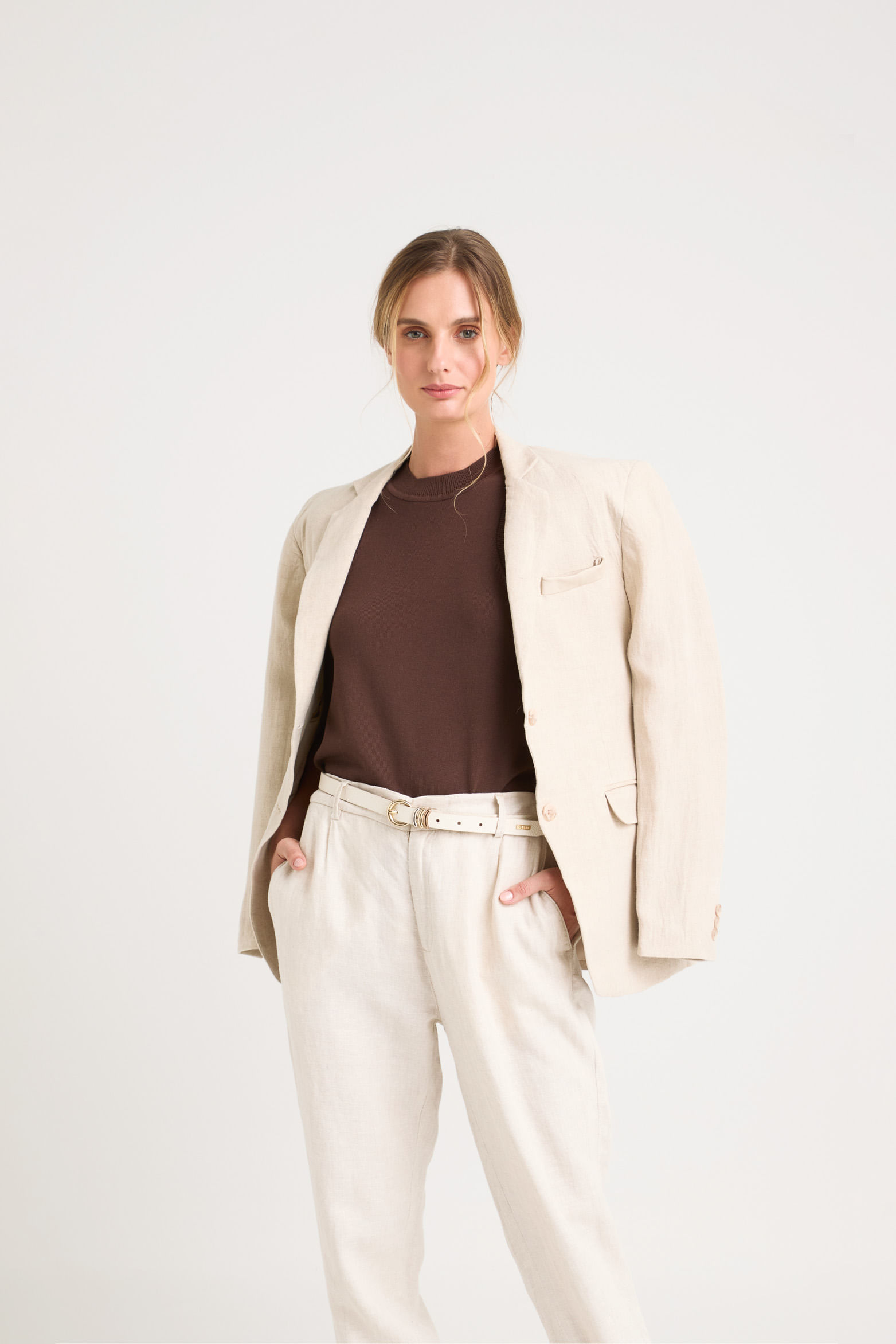 Blazer aurora en lino para mujer fit holgado