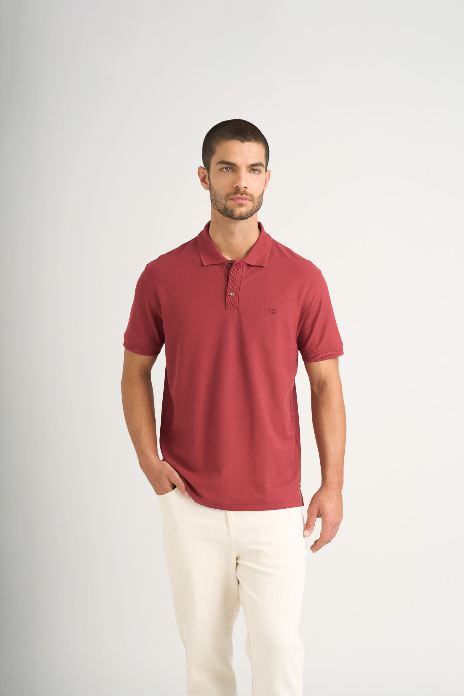 Polo para hombre semi fit detalle jacquard