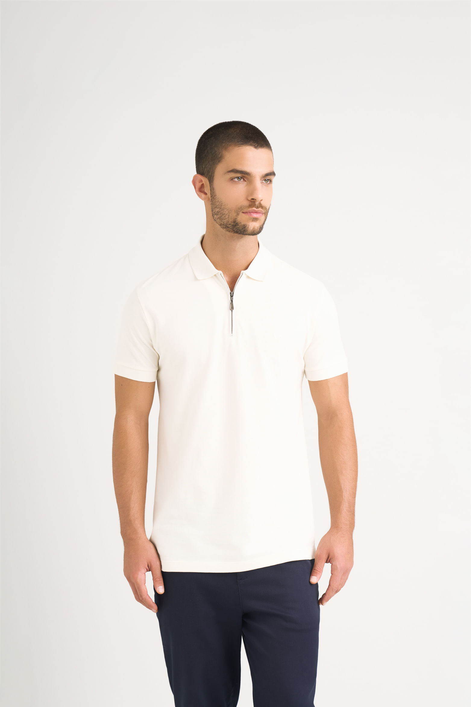 Polo casual algodón para hombre cremallera