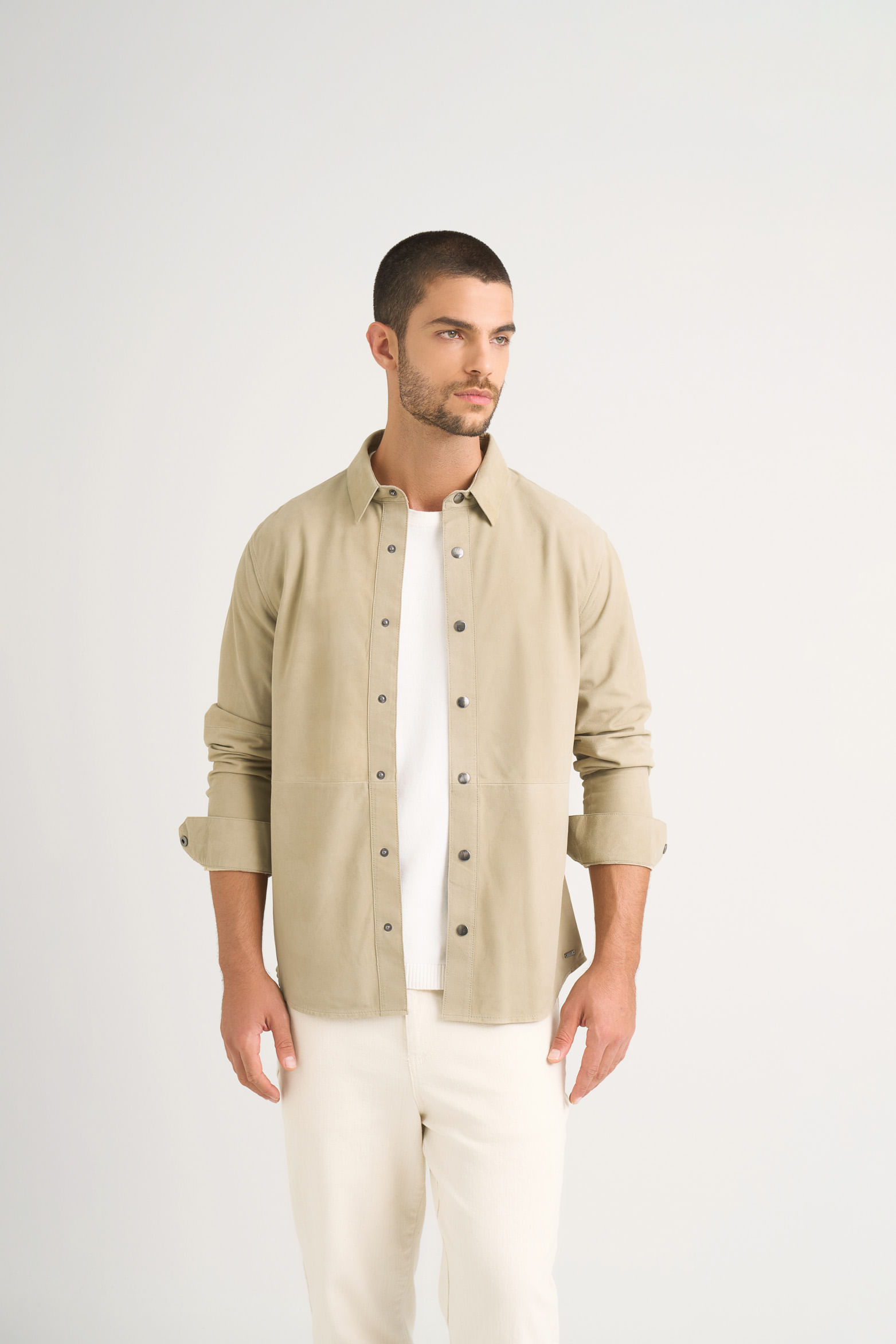 Camisa manga larga para hombre gamuza