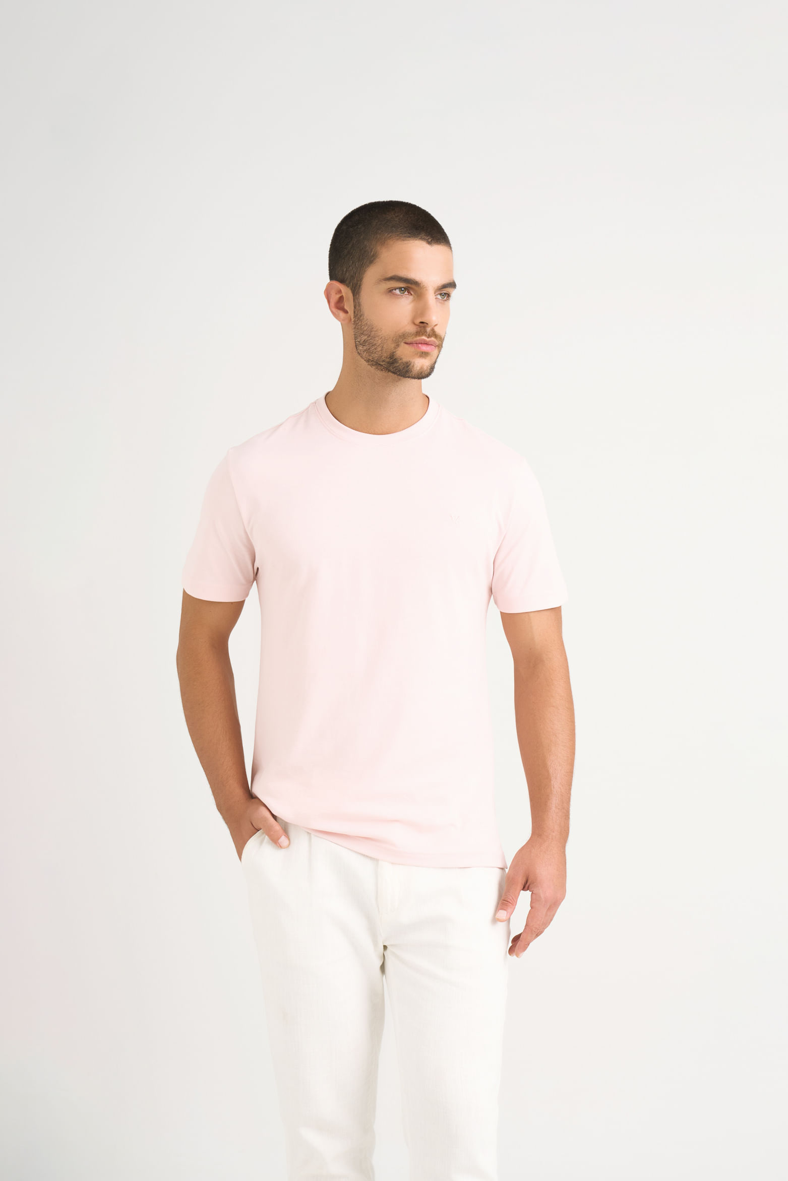 Camiseta perú cuello redondo para hombre basica jersey Rosado