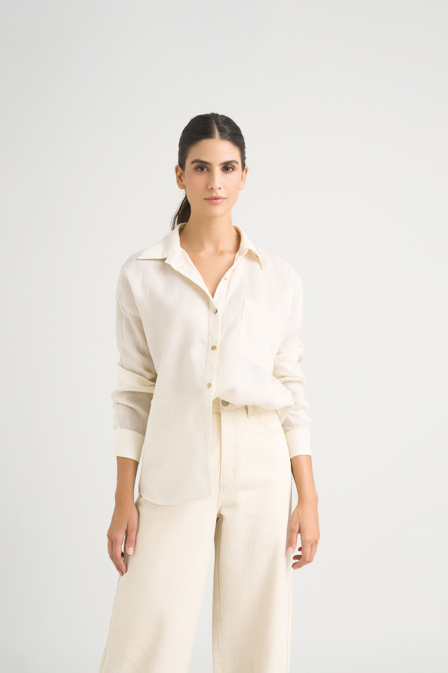 Camisa aurora en lino para mujer oversized