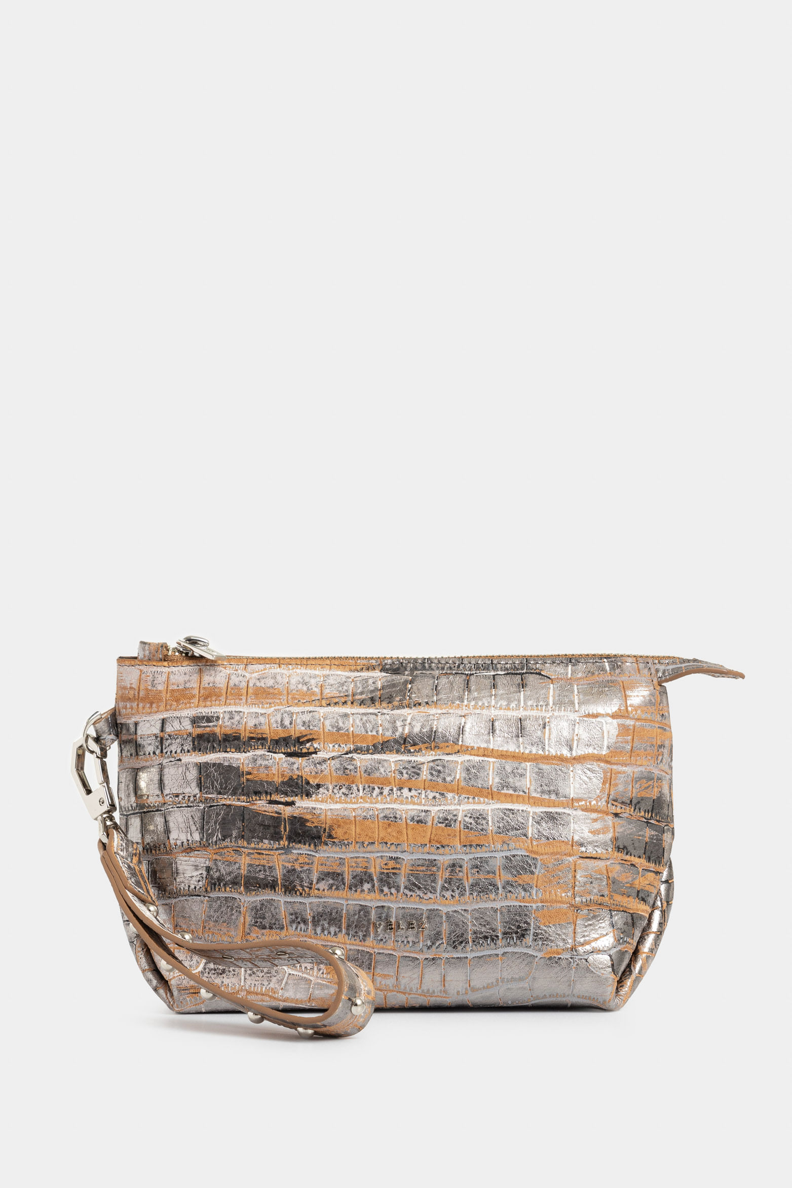 Cosmetiquera Cuzzo de cuero folia para mujer manija taches