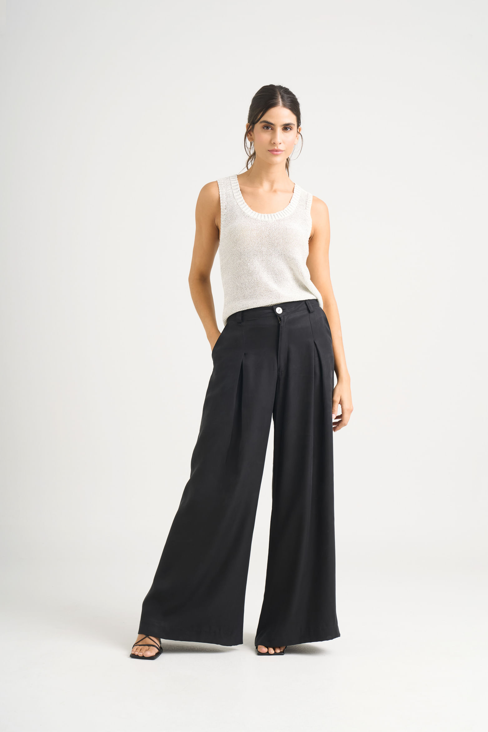 Pantalón palazzo caltha para mujer fit holgado