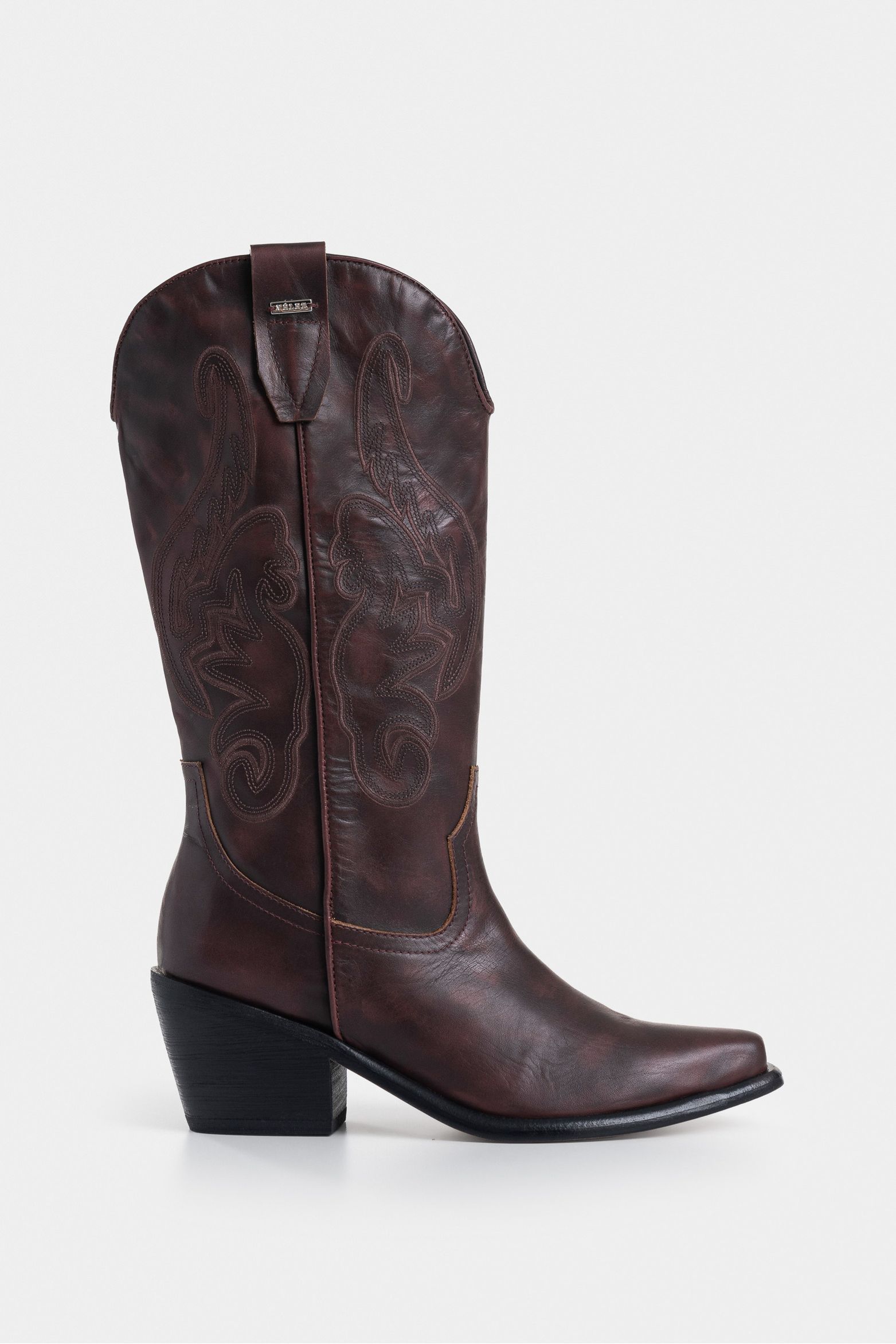 Botas Duna de cuero brush off para mujer bordado