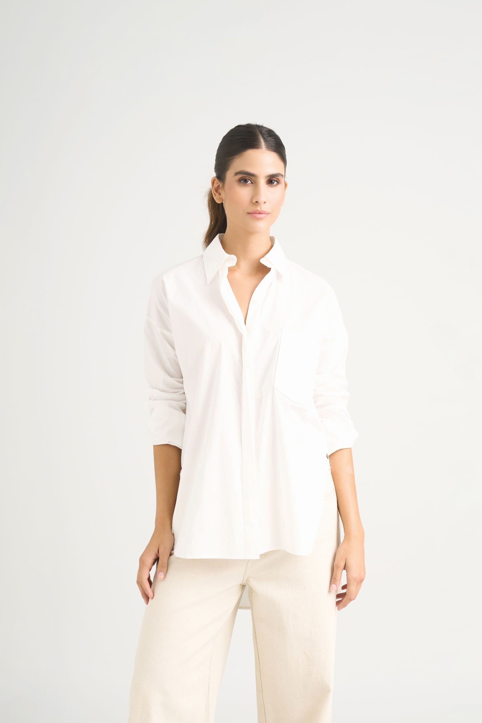 Camisa iris en tejido plano para mujer silueta oversized