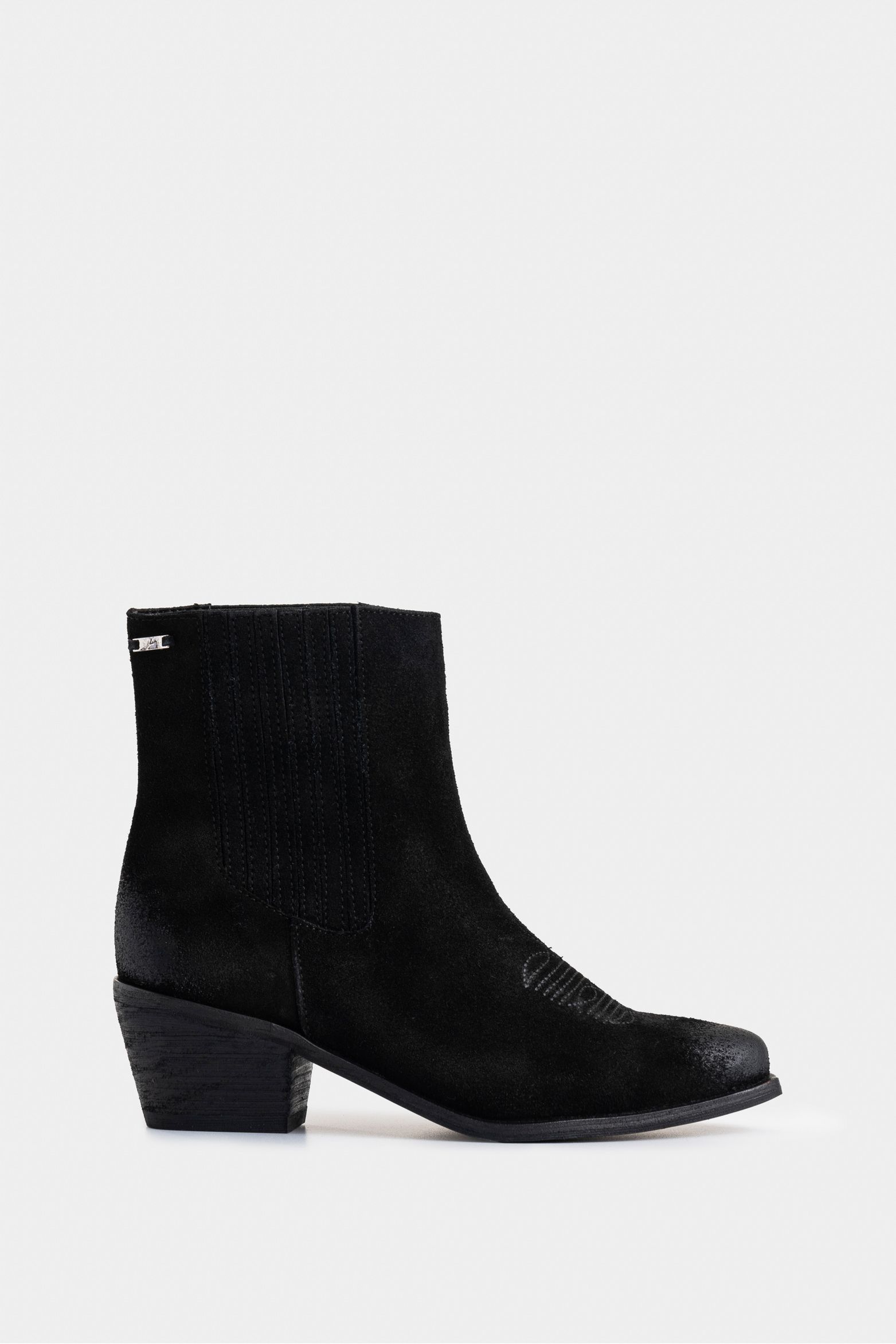 Botines texanos Mercurio de cuero gamuzado para mujer efecto encerado