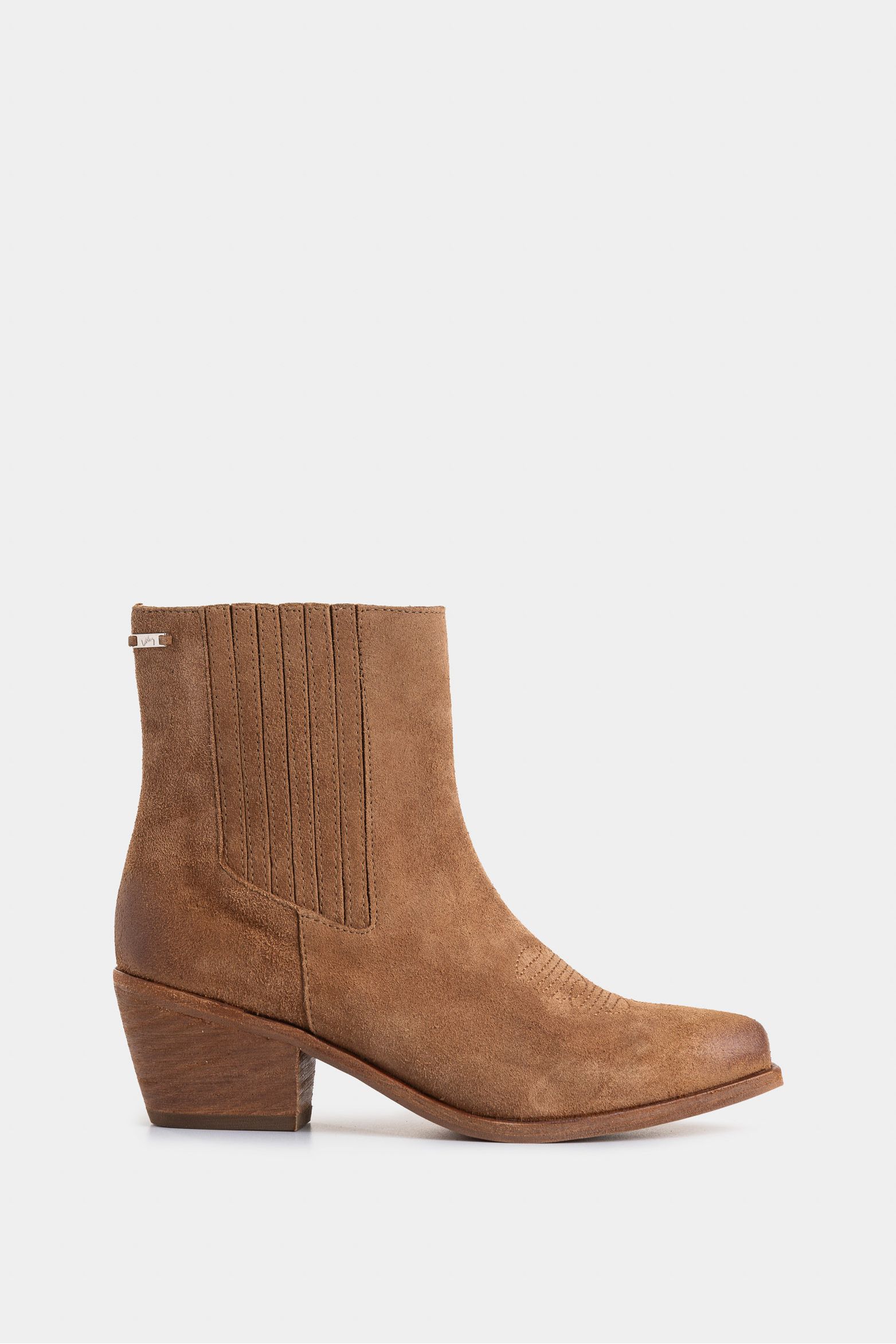 Botines texanos Mercurio de cuero gamuzado para mujer efecto encerado