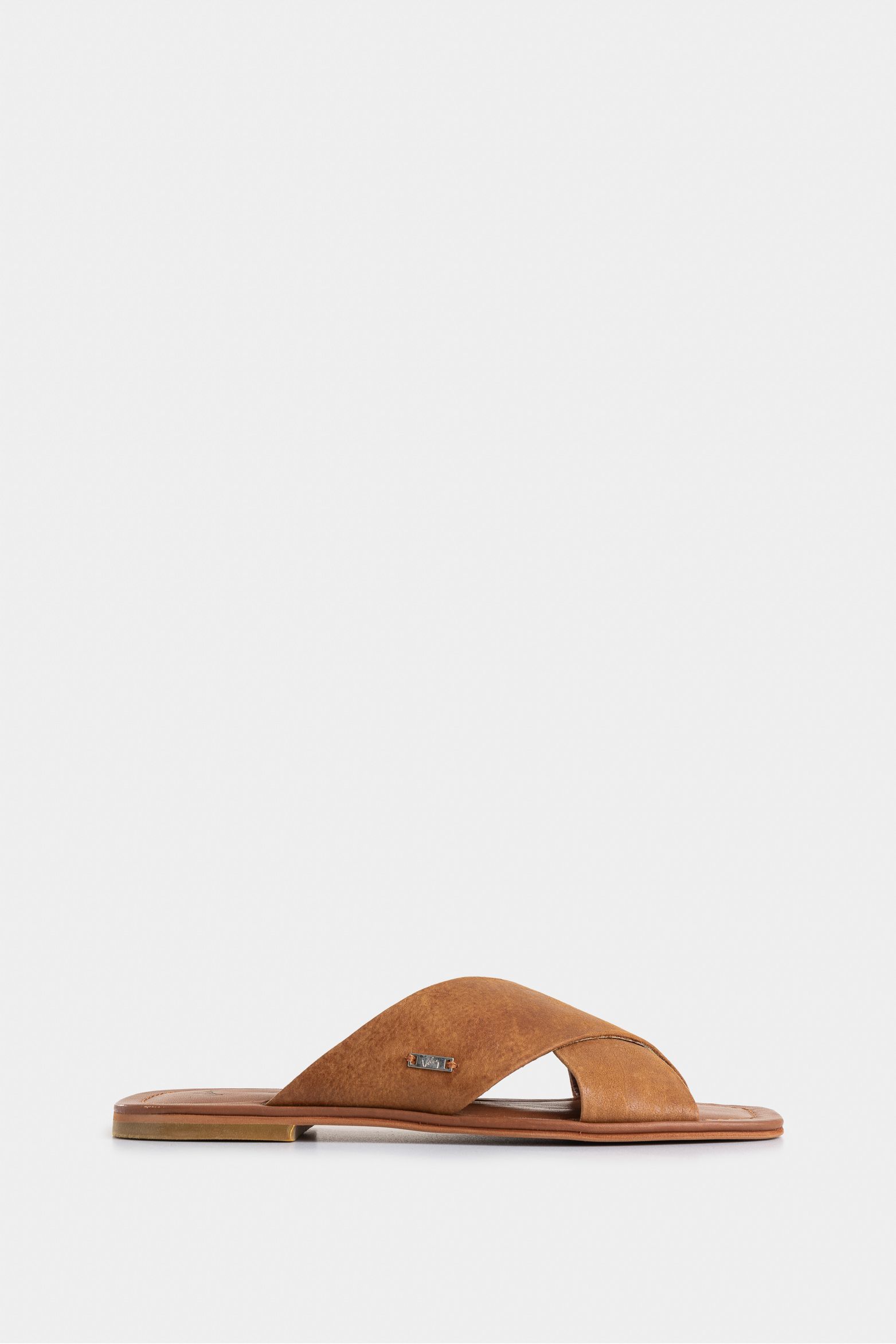 Sandalia plana Kuleto de cuero para mujer cruzada