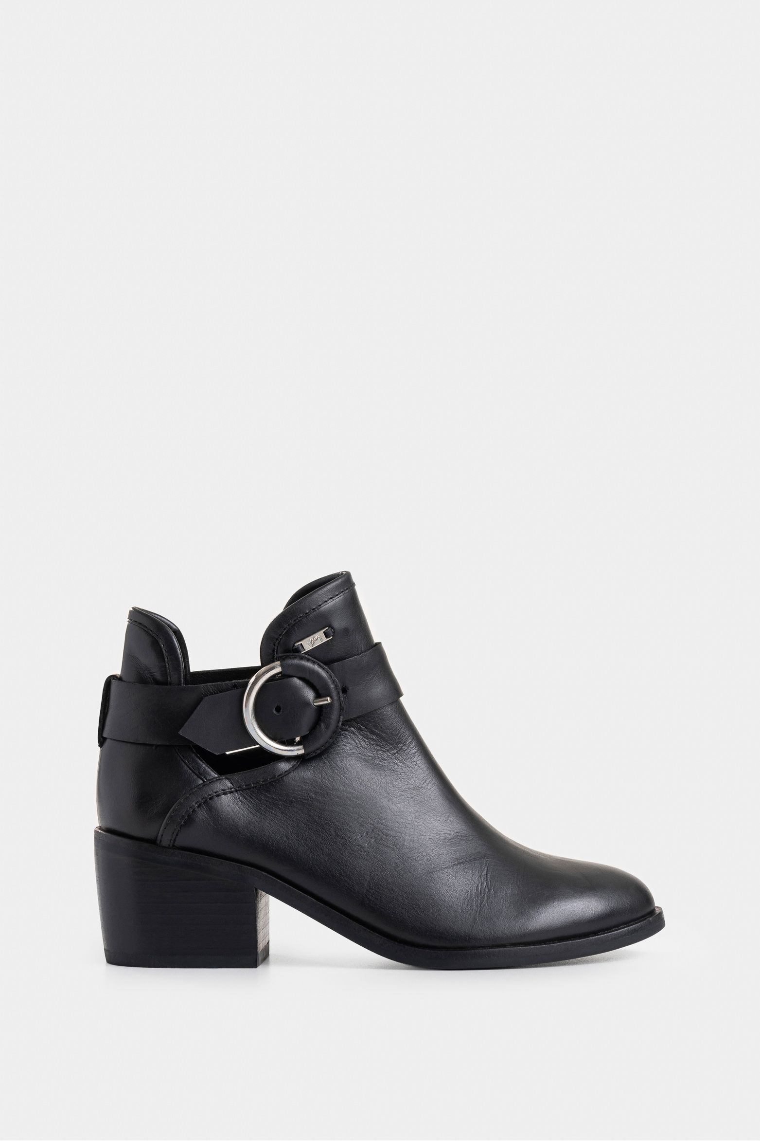 Botines tacón Campina de cuero hebilla Negro