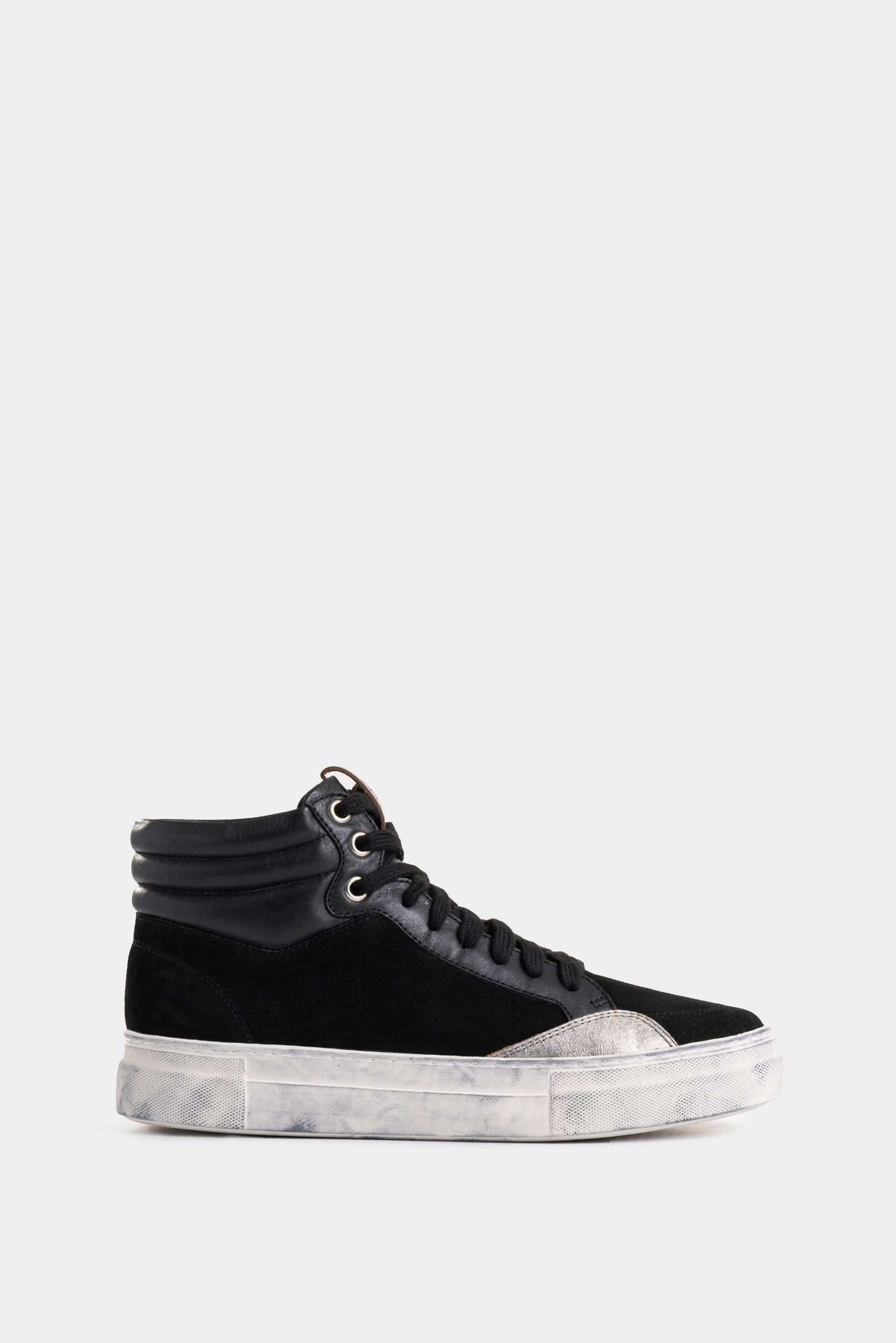 Tenis bota Alena de cuero para mujer detalle brillo