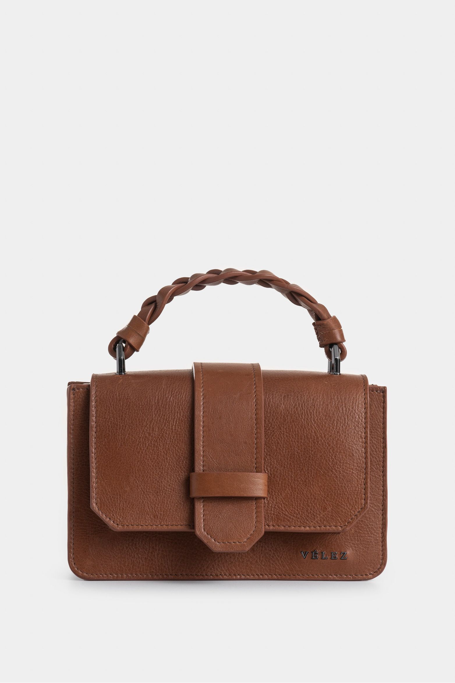 Mini bowling garniel de cuero para mujer manija trenzada