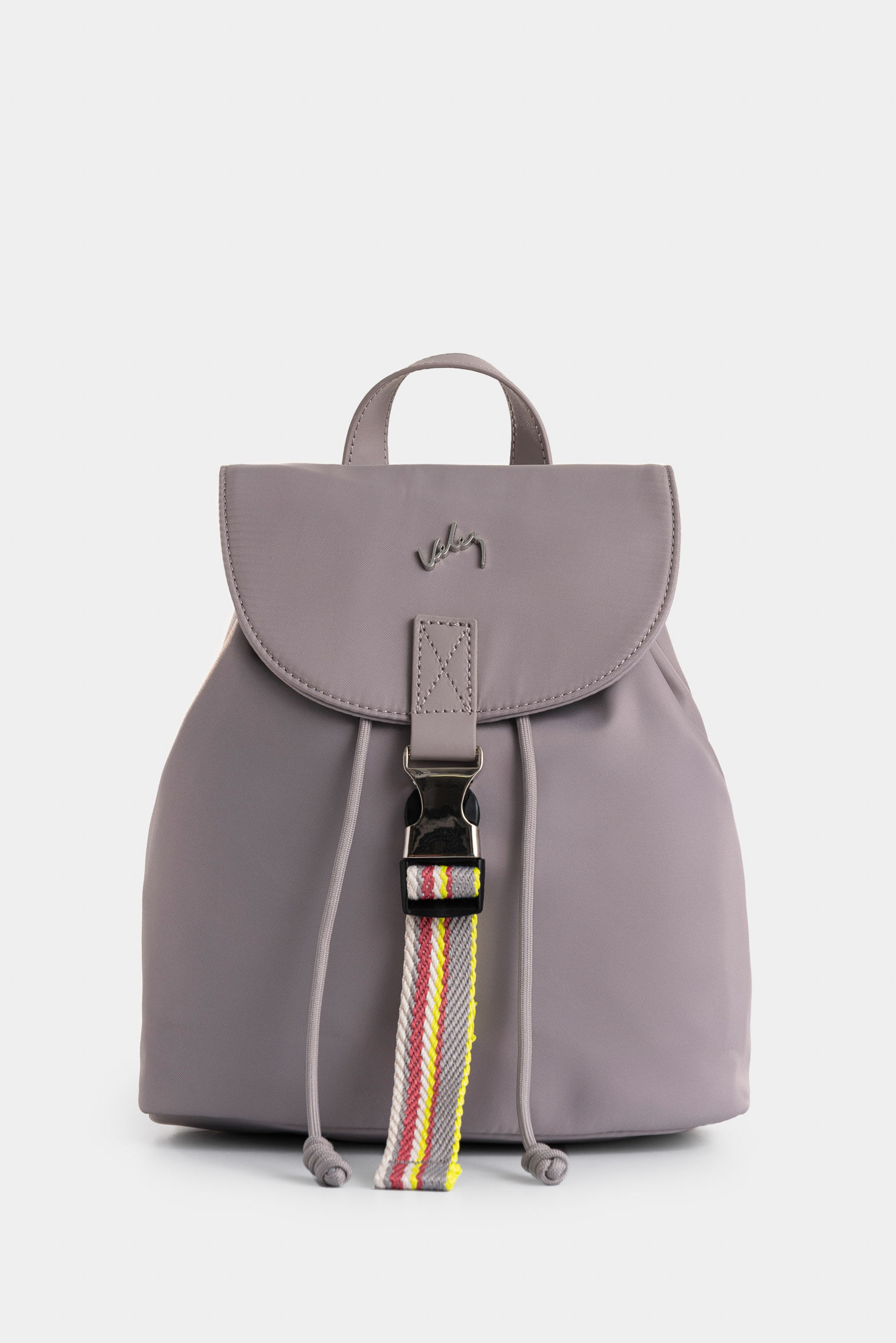 Morral Elora en lona y cuero para mujer detalle contraste