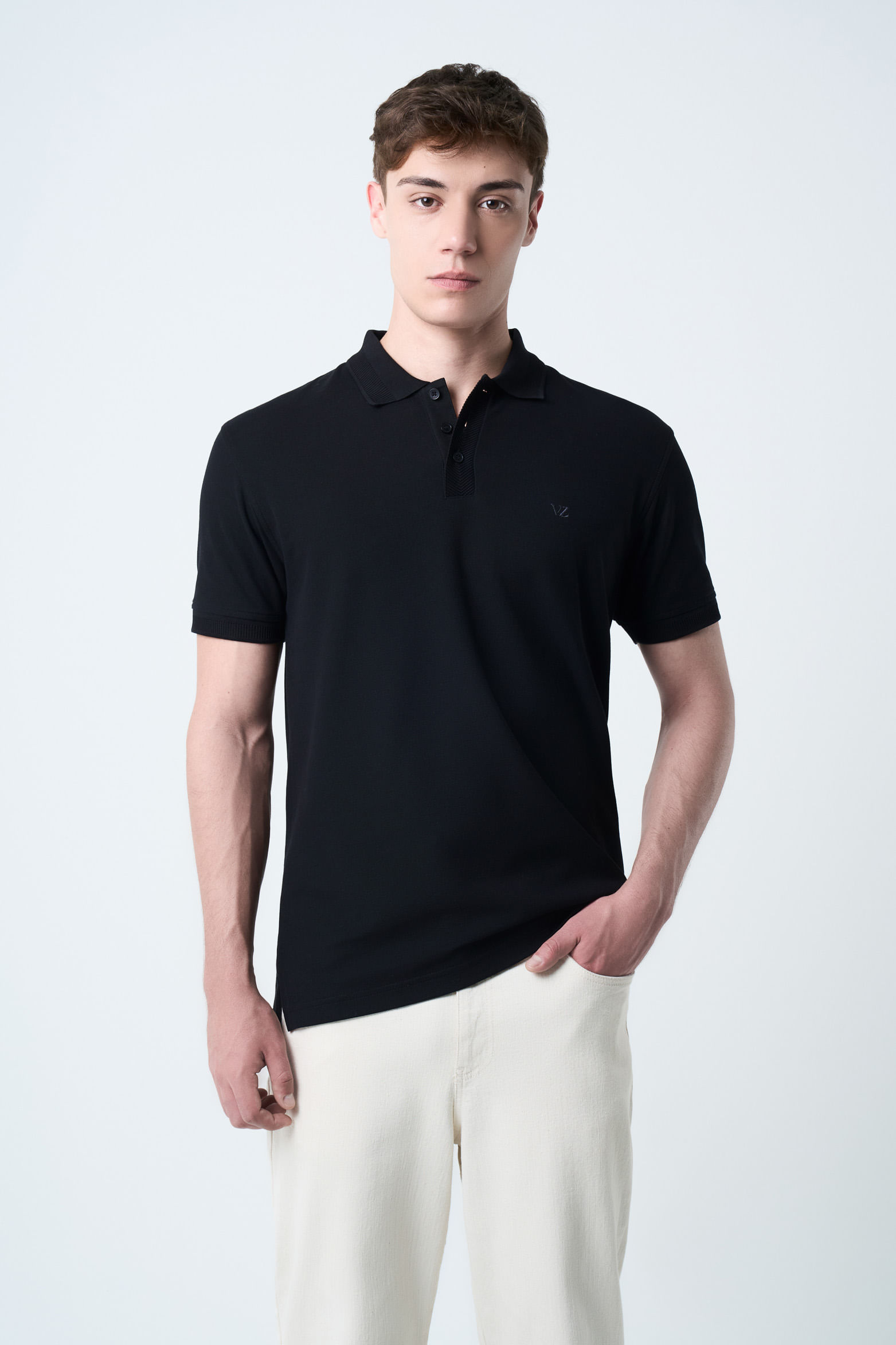 Polo para hombre semi fit detalle jacquard