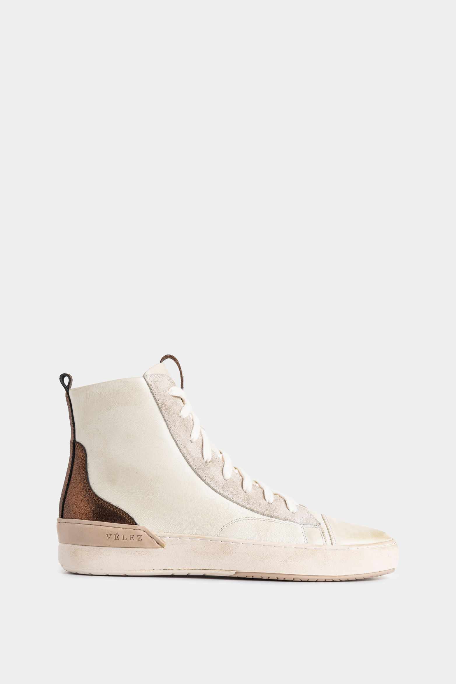 Tenis bota de cuero para mujer detalle folia