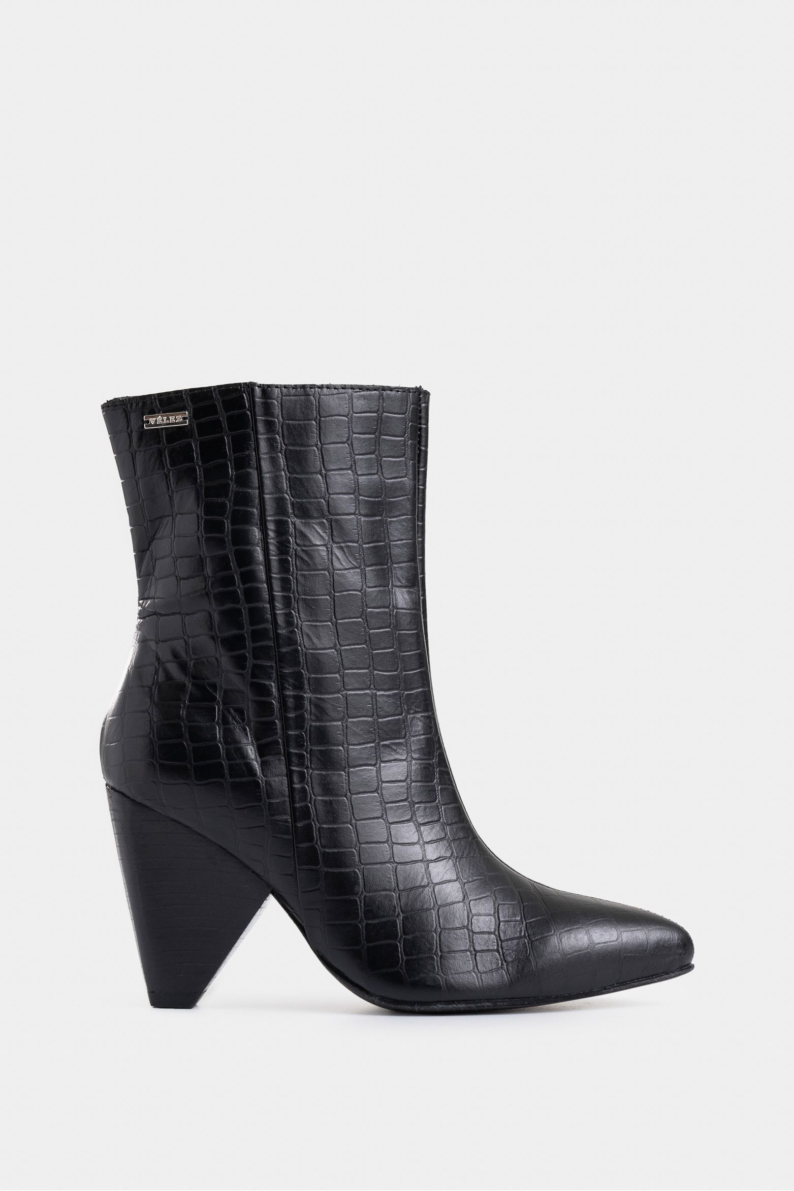 Botines Luna de cuero croco para mujer silueta punta