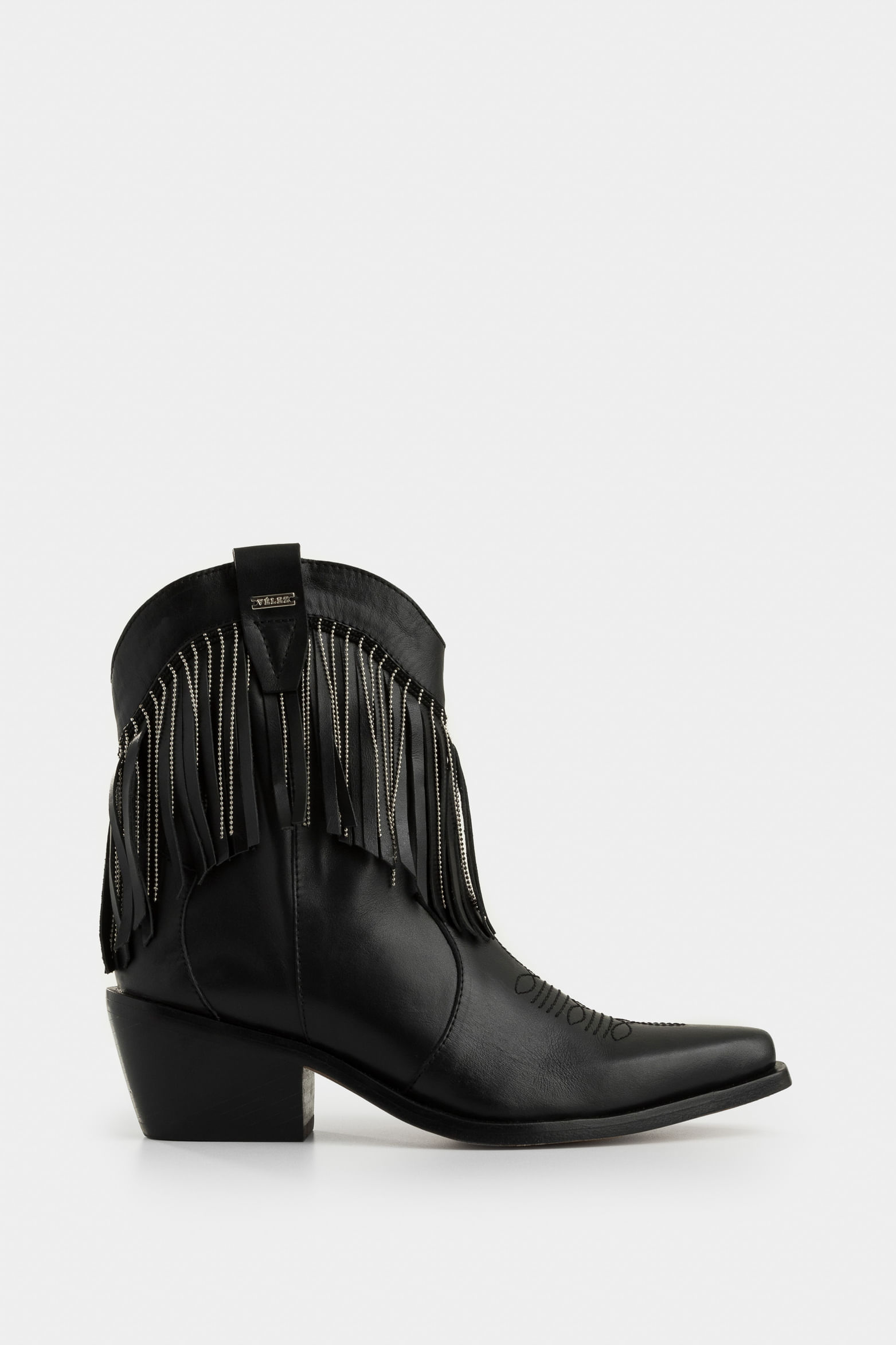 Botines texanos Vega de cuero para mujer flecos