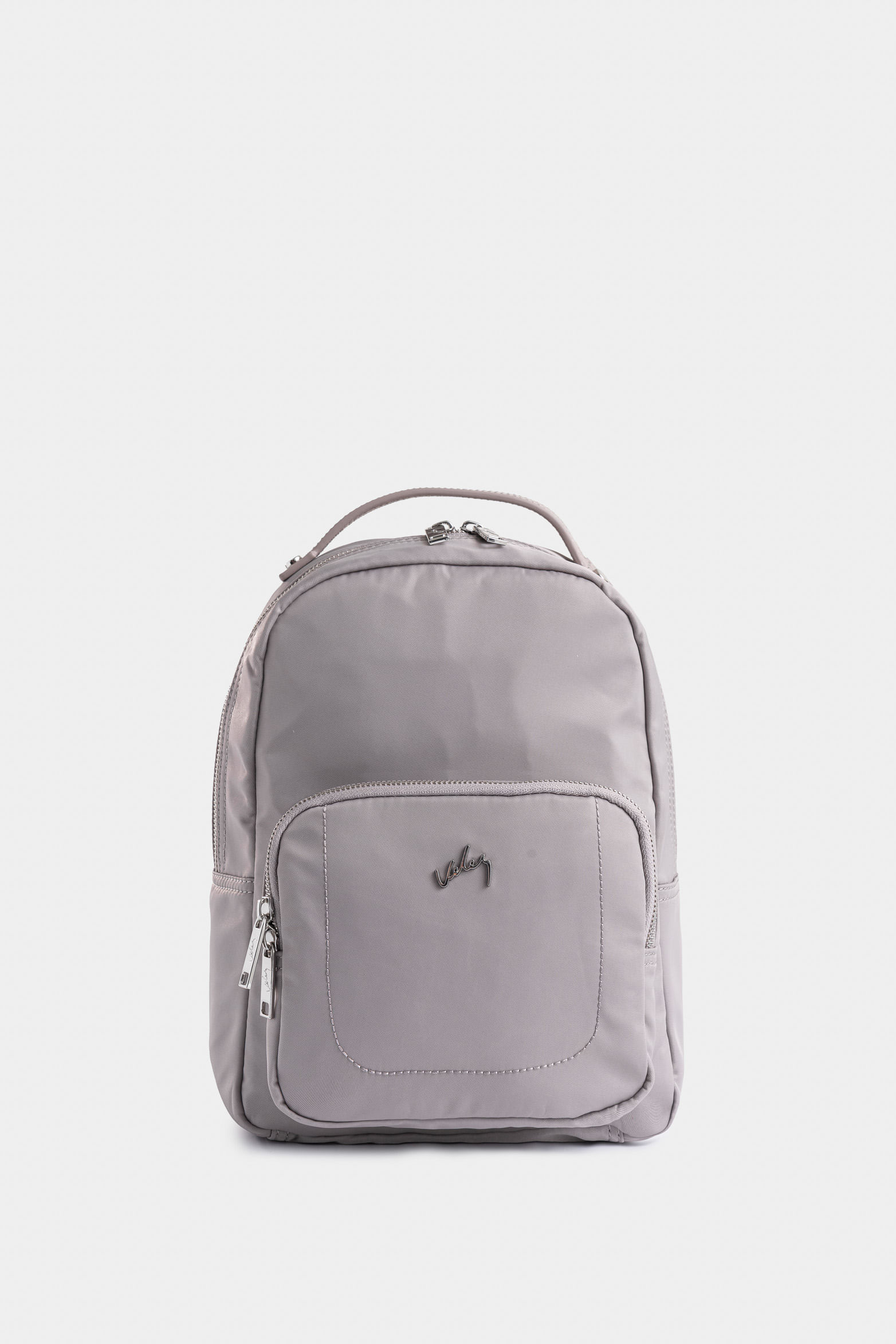 Morral Púrpura pequeño de lona para mujer manija cuero