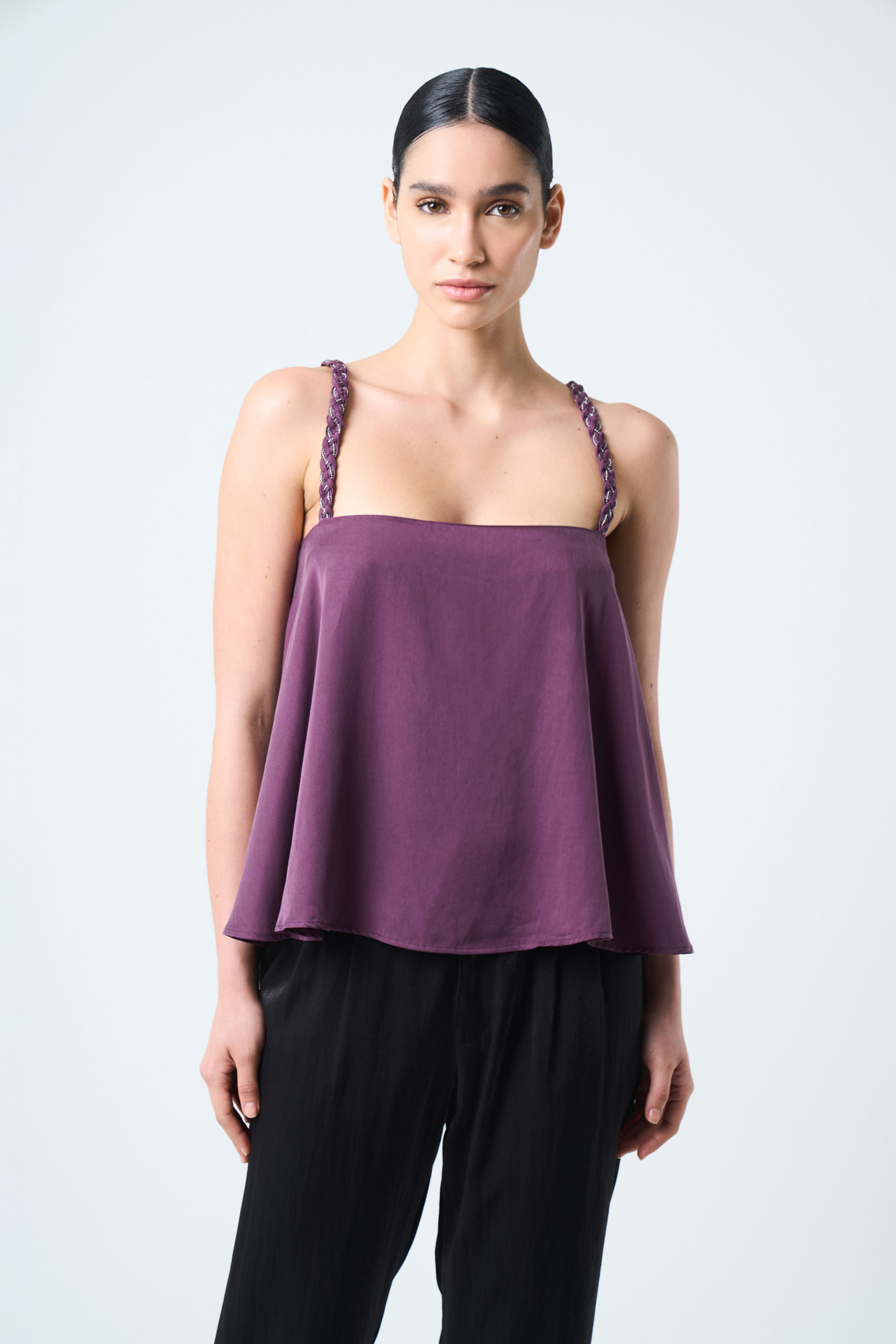 Camisa Canes fit holgado para mujer detalle trenzado