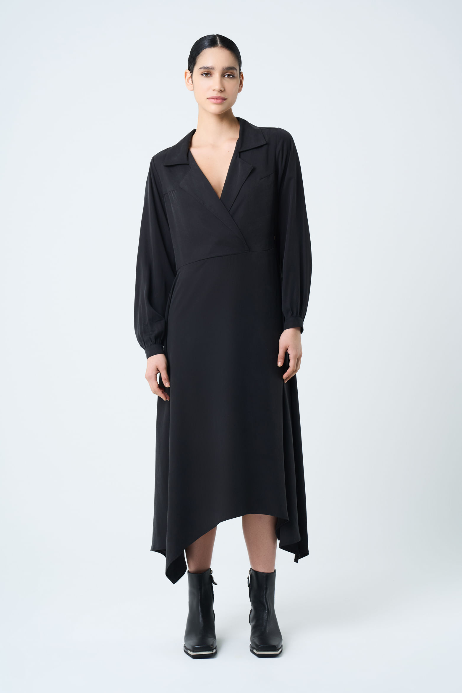 Vestido Reflejo midi para mujer asimétrico