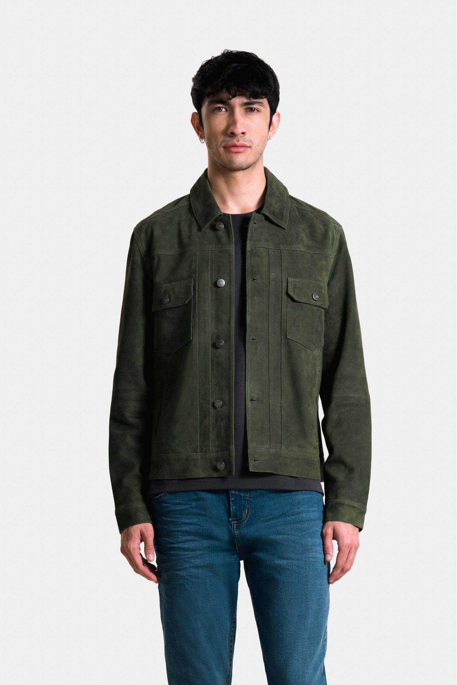 Chaqueta zambeze de gamuza para hombre cuello camisero