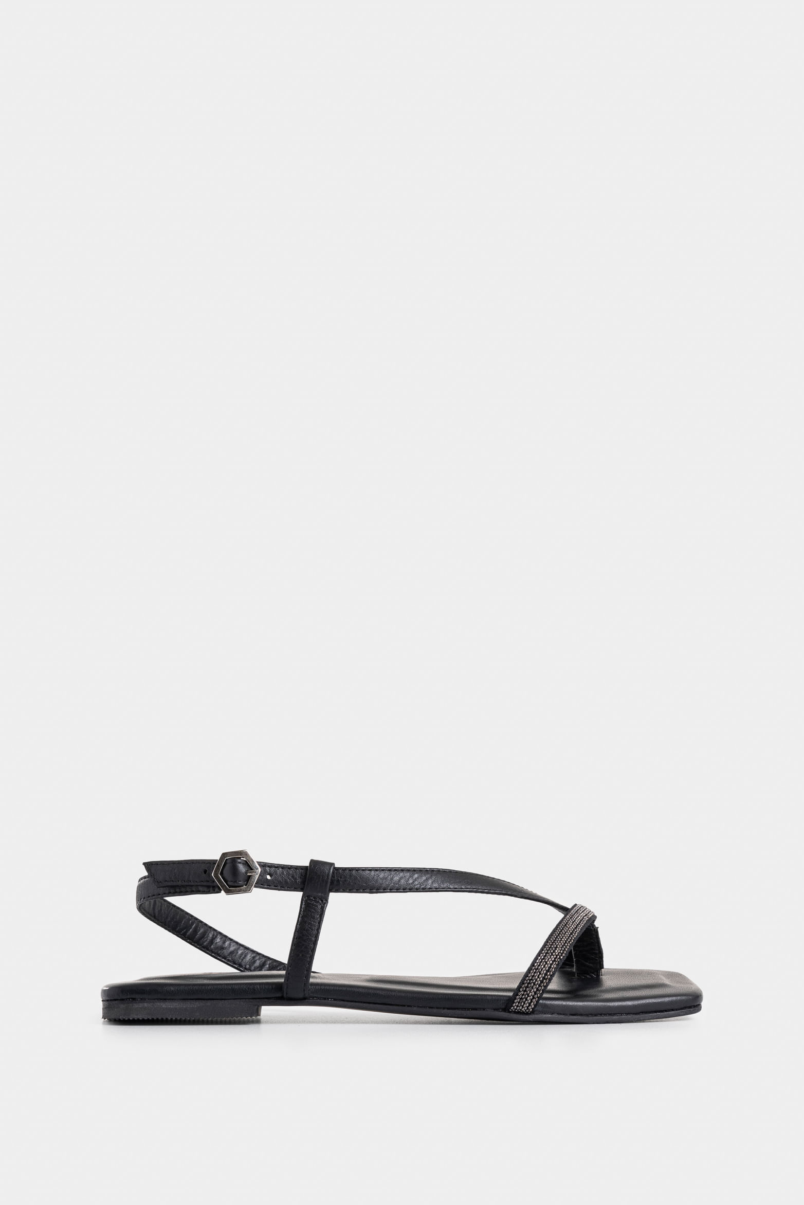 Sandalia plana Sirio de cuero para mujer detalle millaré