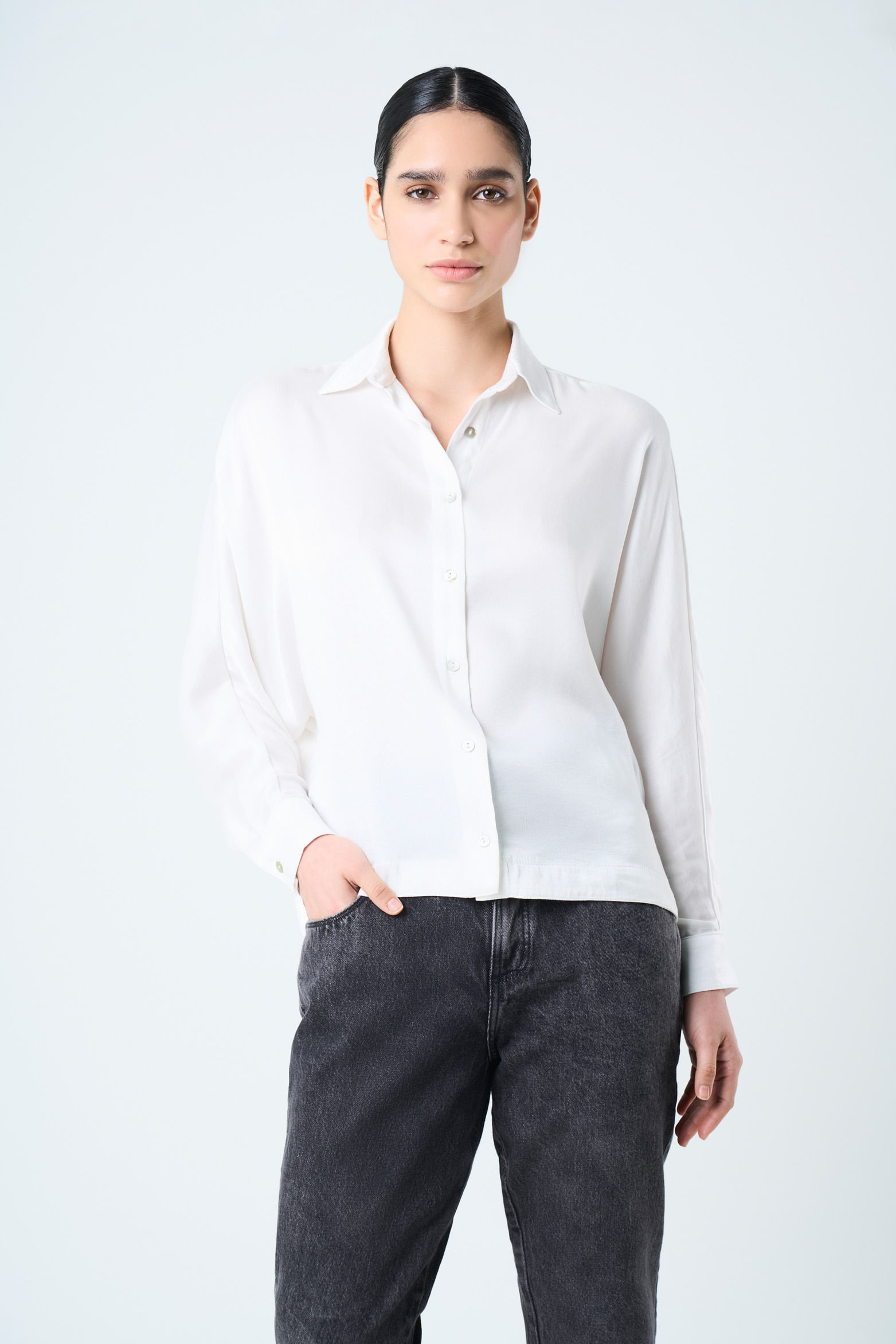 Camisa Claro en tejido plano para mujer manga murciélago
