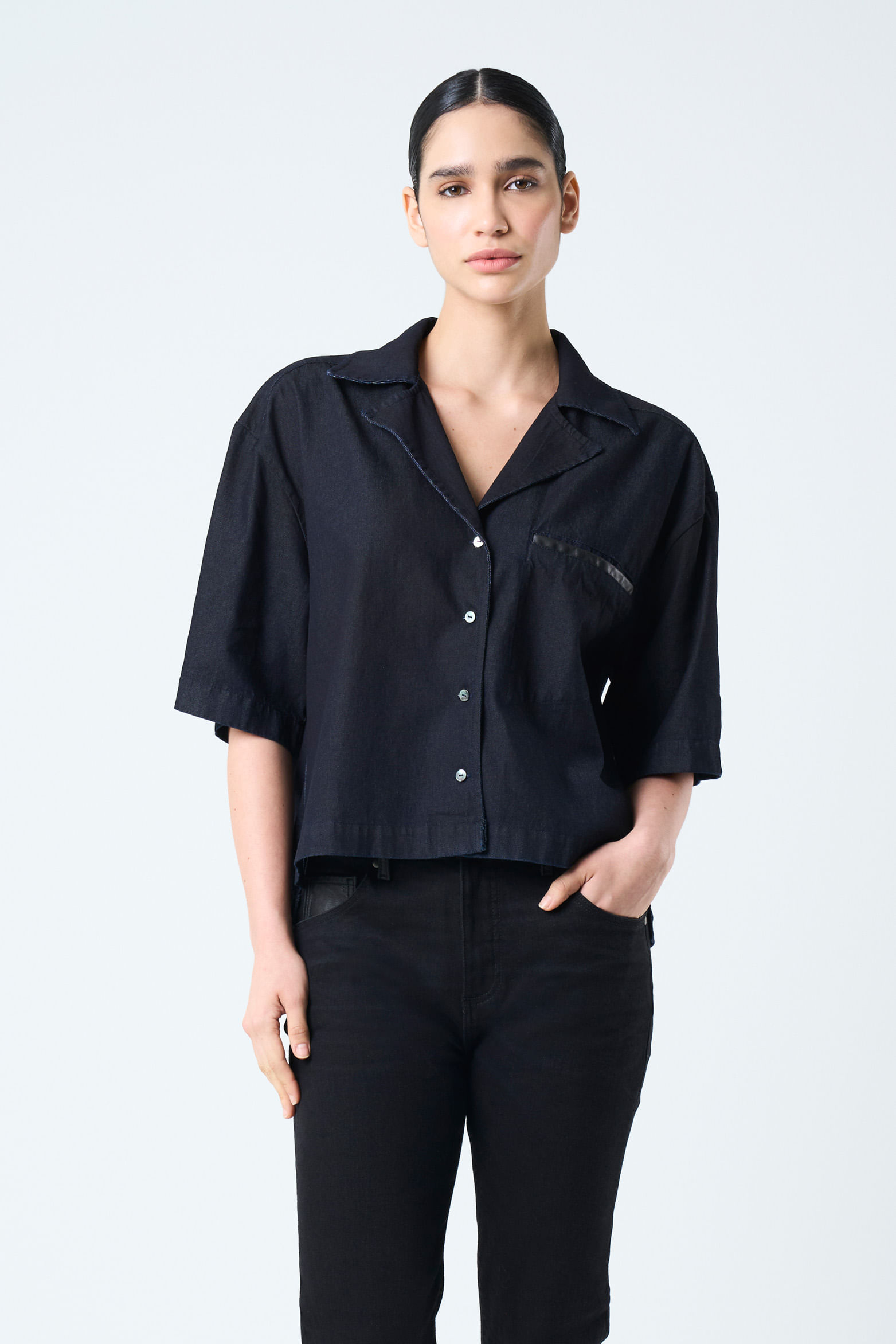 Camisa Clark para mujer cropped