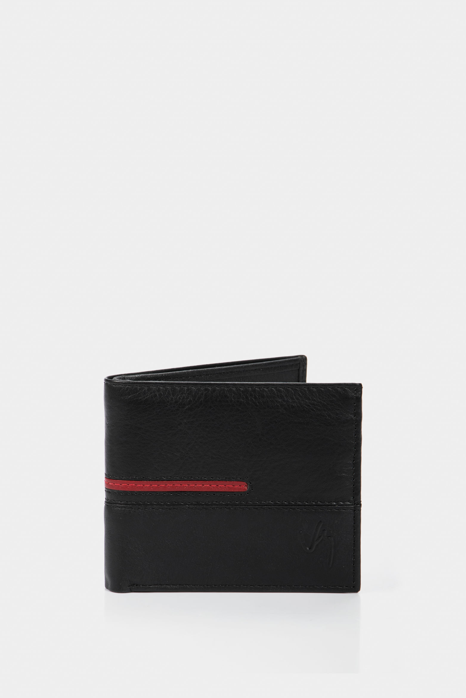 Billetera de cuero Inserto contrastes Negro