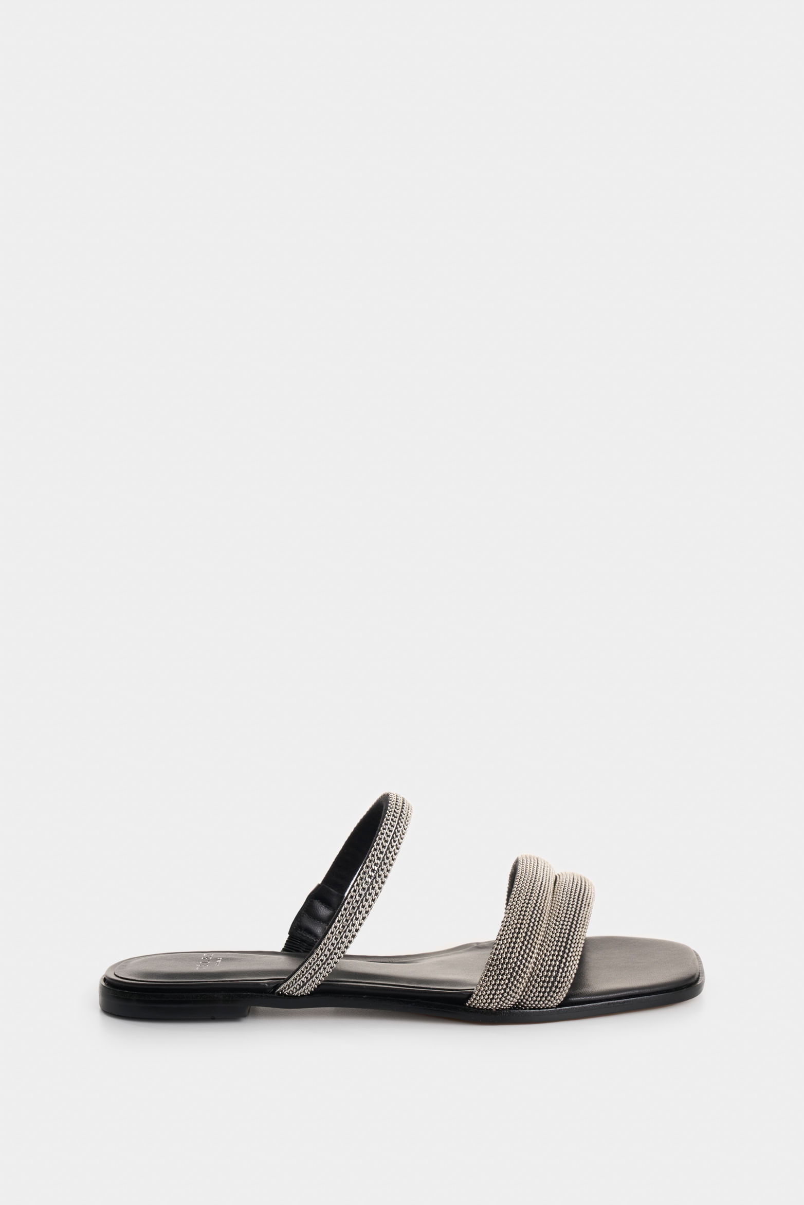 Sandalia plana Canopus de cuero para mujer detalle brillo