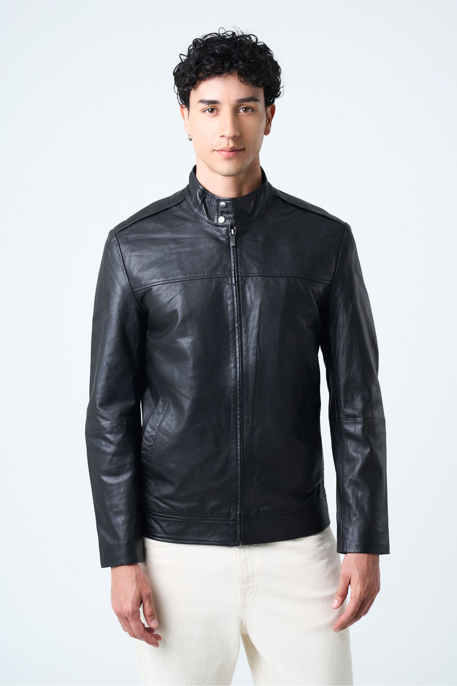 Chaqueta Bosa de cuero para hombre fit semi holgado