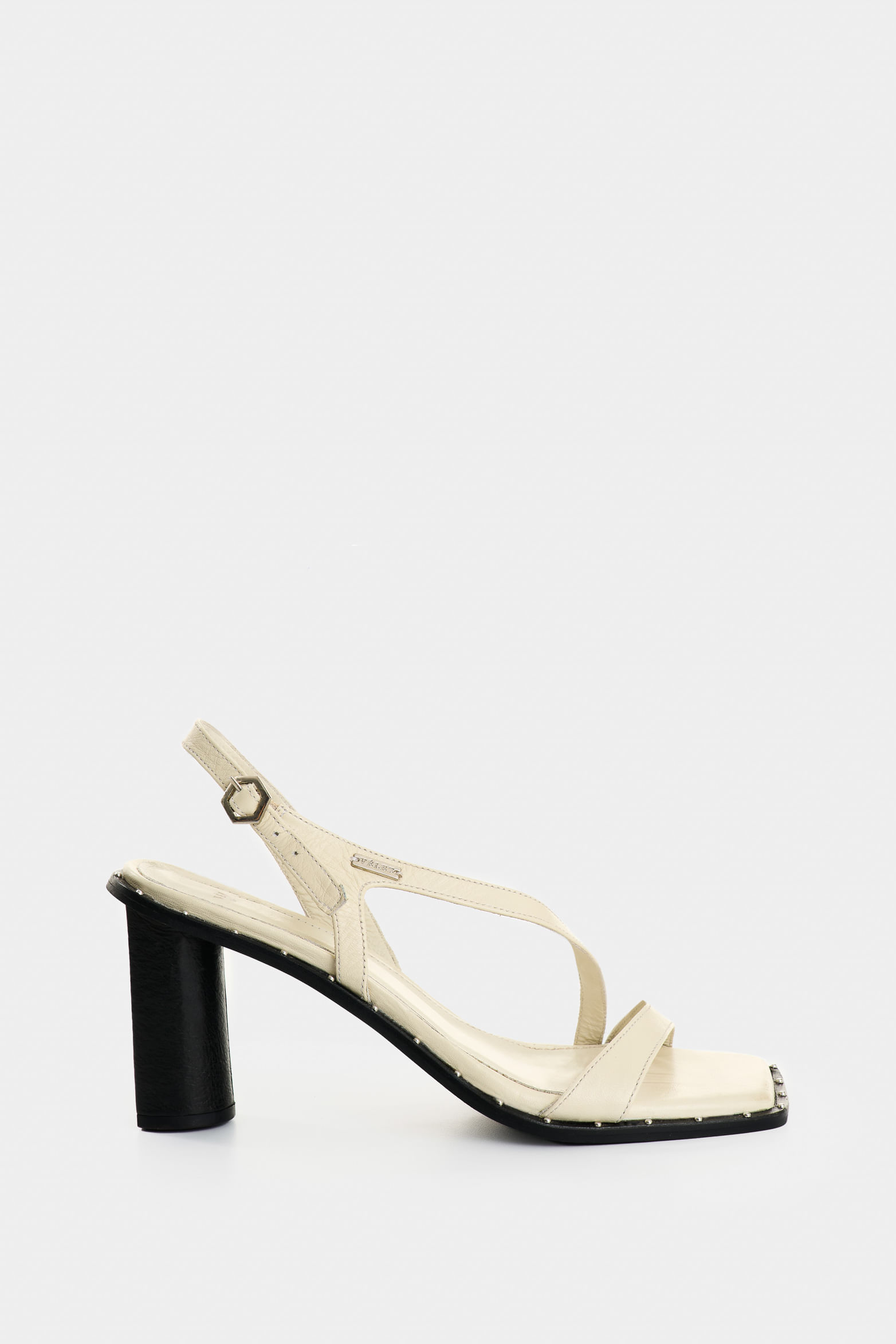 Sandalia tacón Canes de cuero para mujer hebilla hexagonal